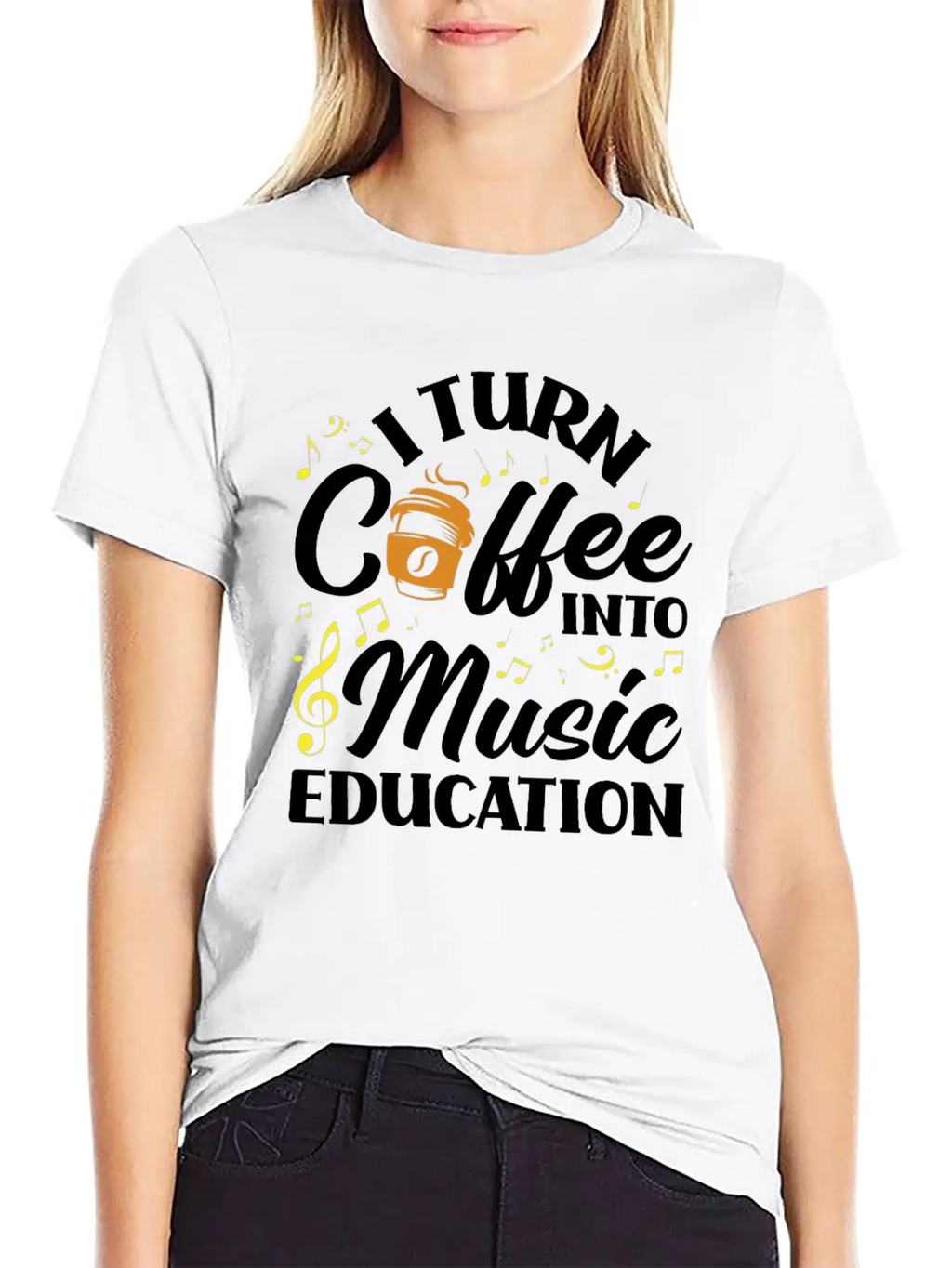 Music Teacher Coffee Lover Breathable Soft Cotton T-Shirt – Timeless Casual Look