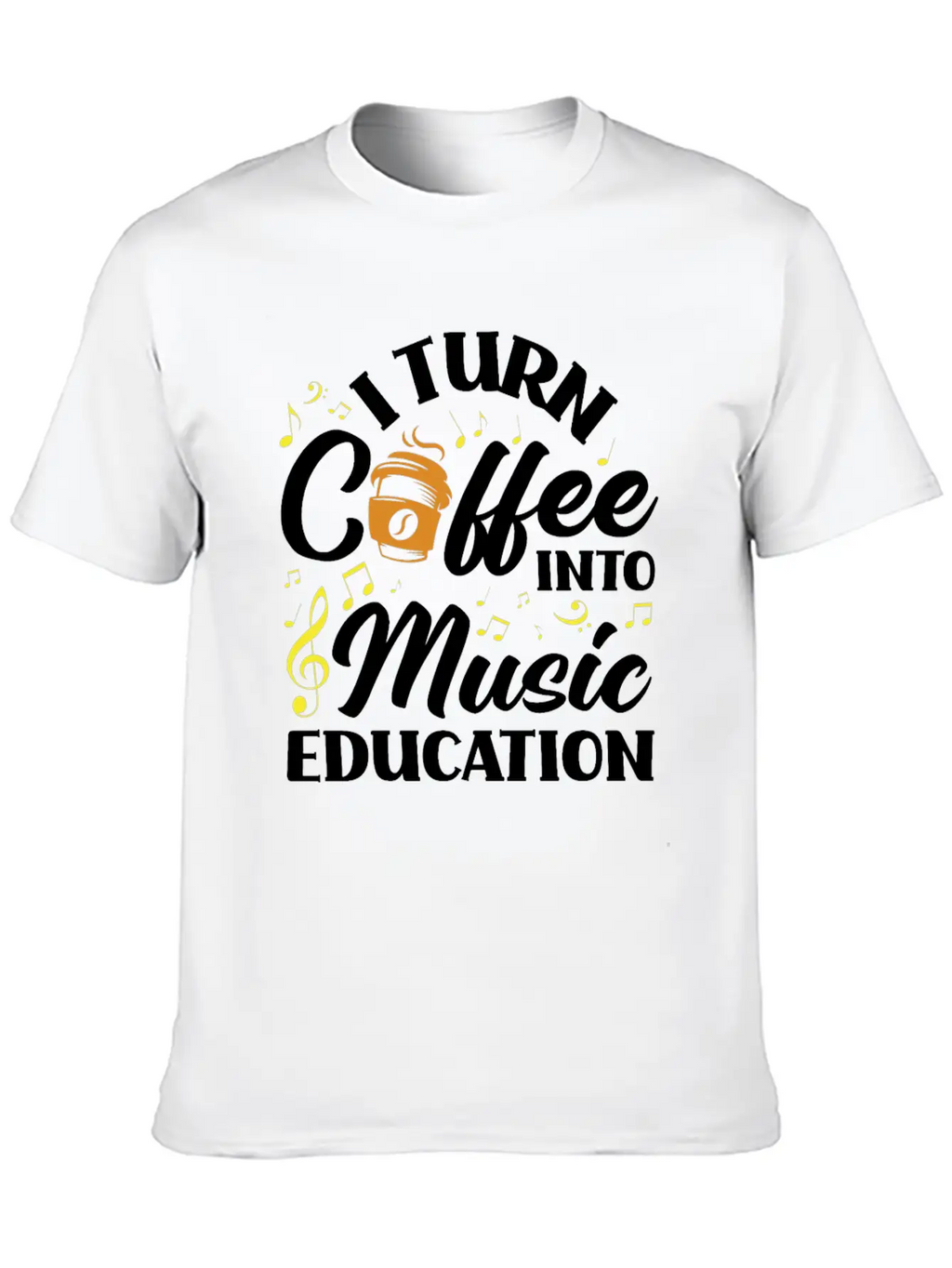 Music Teacher Coffee Lover Breathable Soft Cotton T-Shirt – Timeless Casual Look