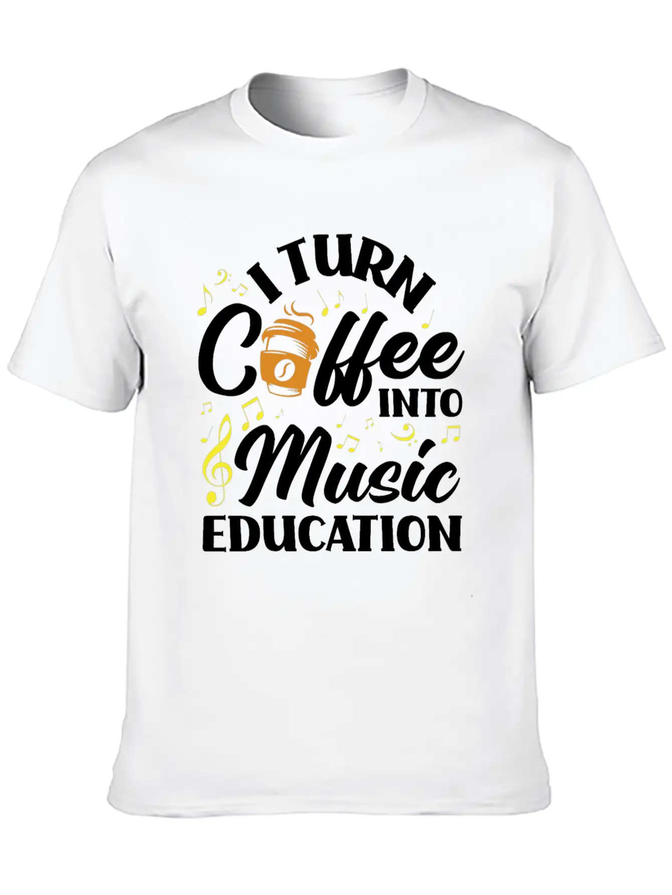 Music Teacher Coffee Lover Breathable Soft Cotton T-Shirt – Timeless Casual Look