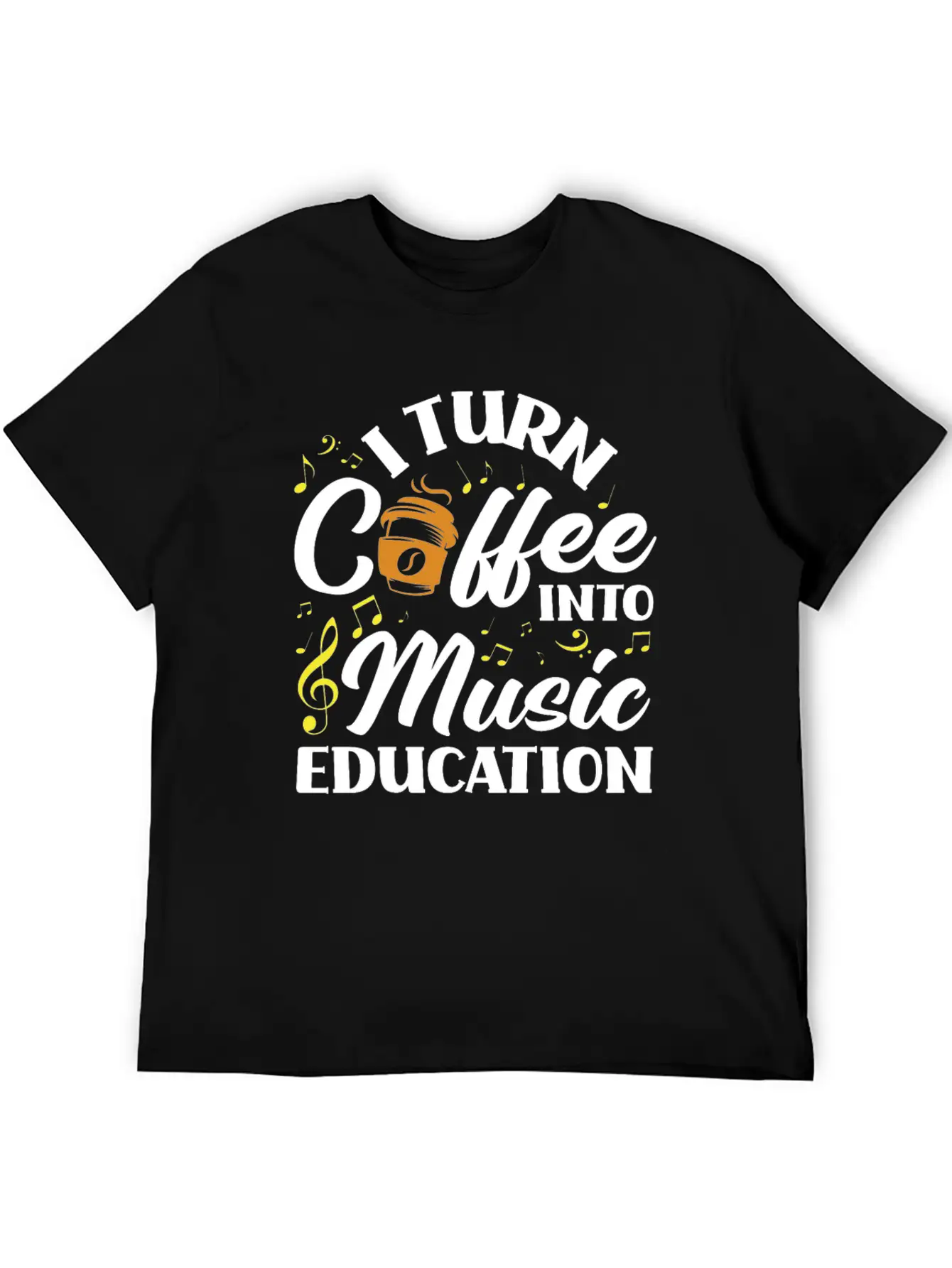 Music Teacher Coffee Lover Breathable Soft Cotton T-Shirt – Timeless Casual Look