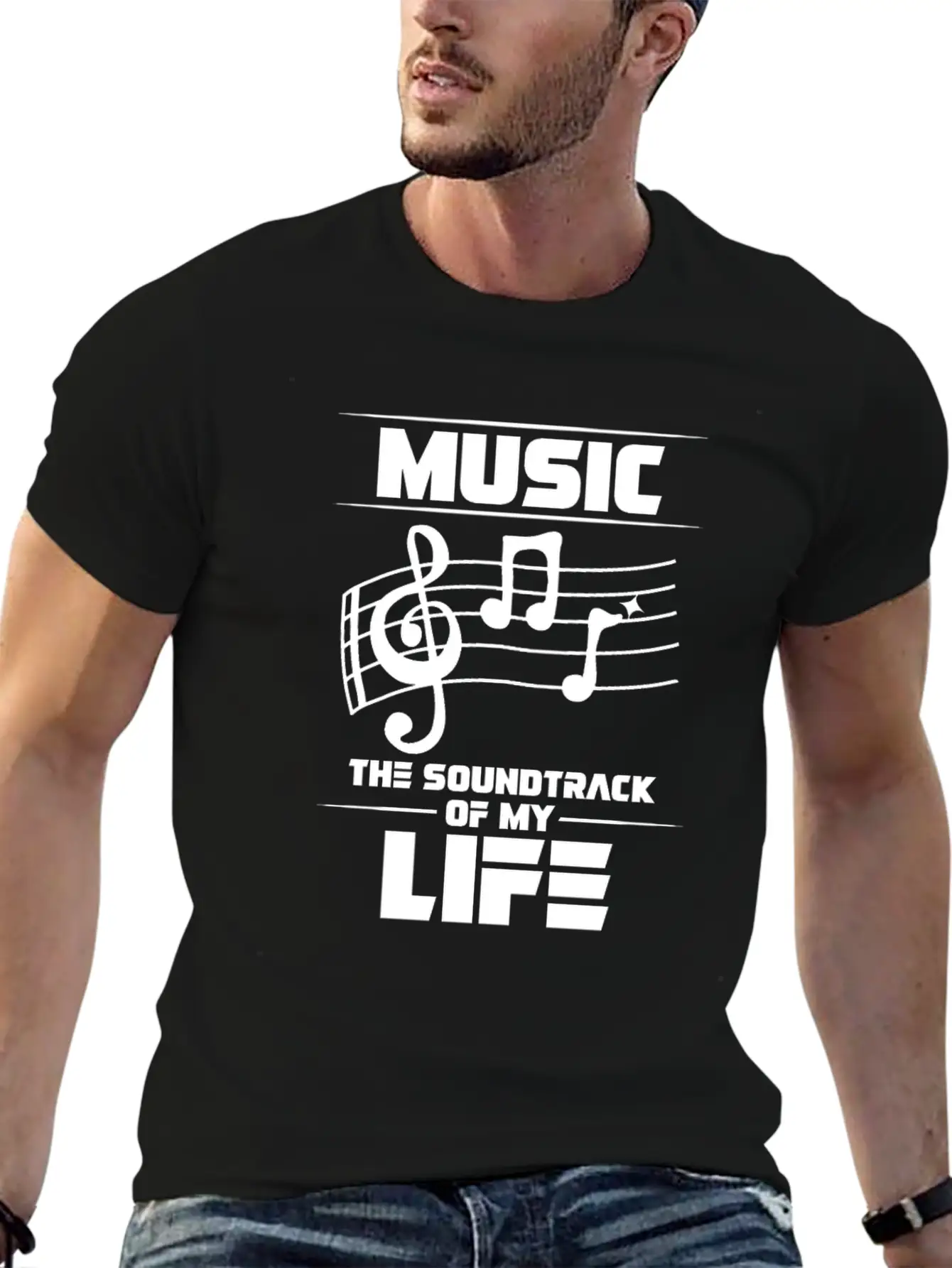 Music The Soundtrack Of My Life Music Note Casual Graphic T-Shirt – Simple And Comfortable Daily Wear