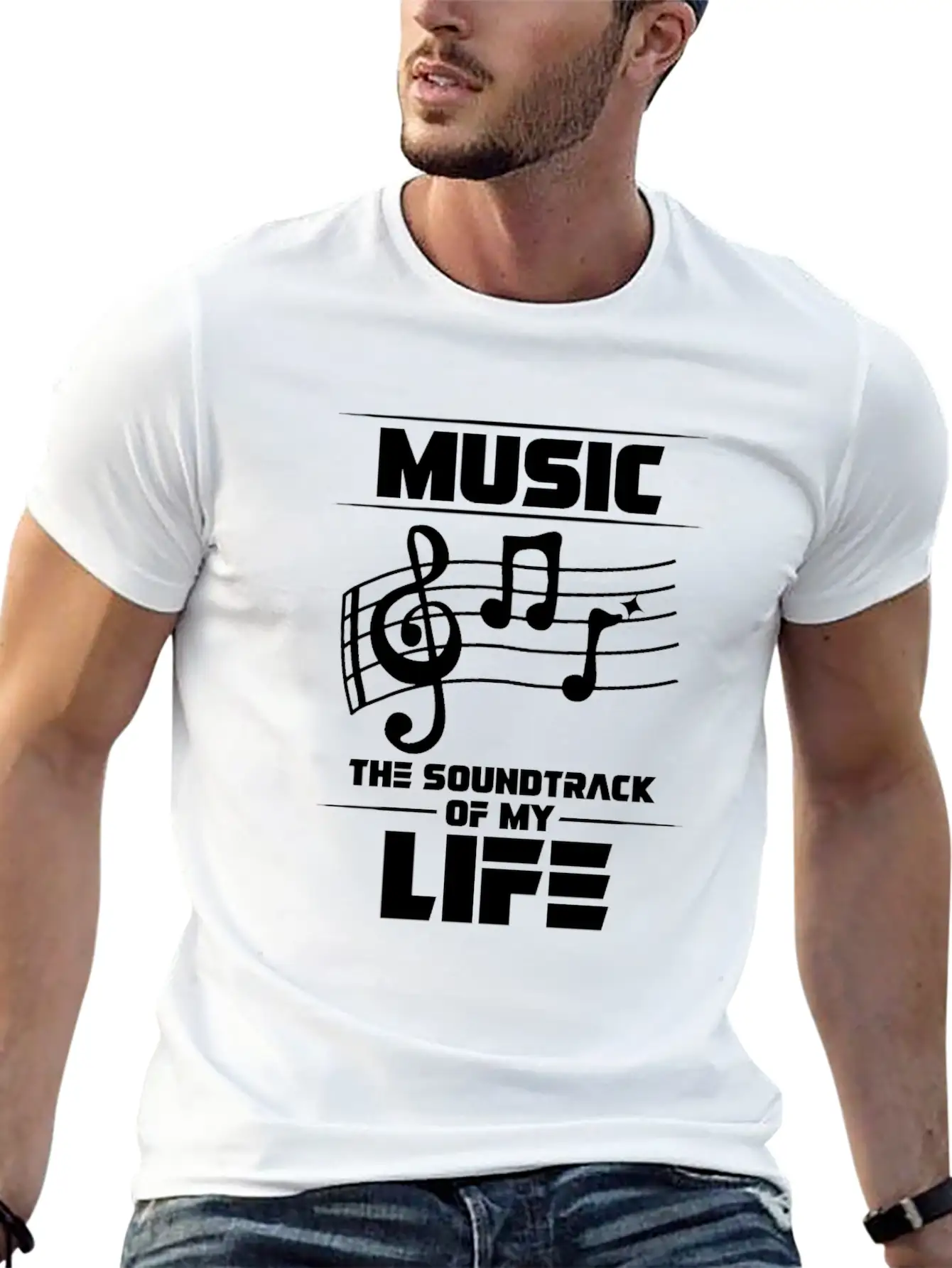Music The Soundtrack Of My Life Music Note Casual Graphic T-Shirt – Simple And Comfortable Daily Wear