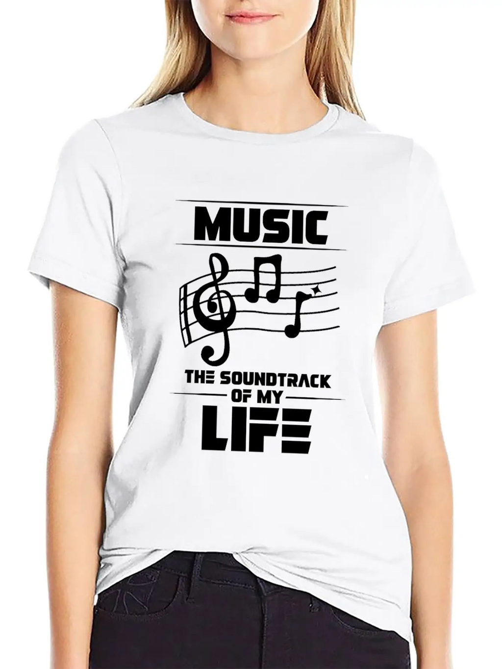Music The Soundtrack Of My Life Music Note Casual Graphic T-Shirt – Simple And Comfortable Daily Wear
