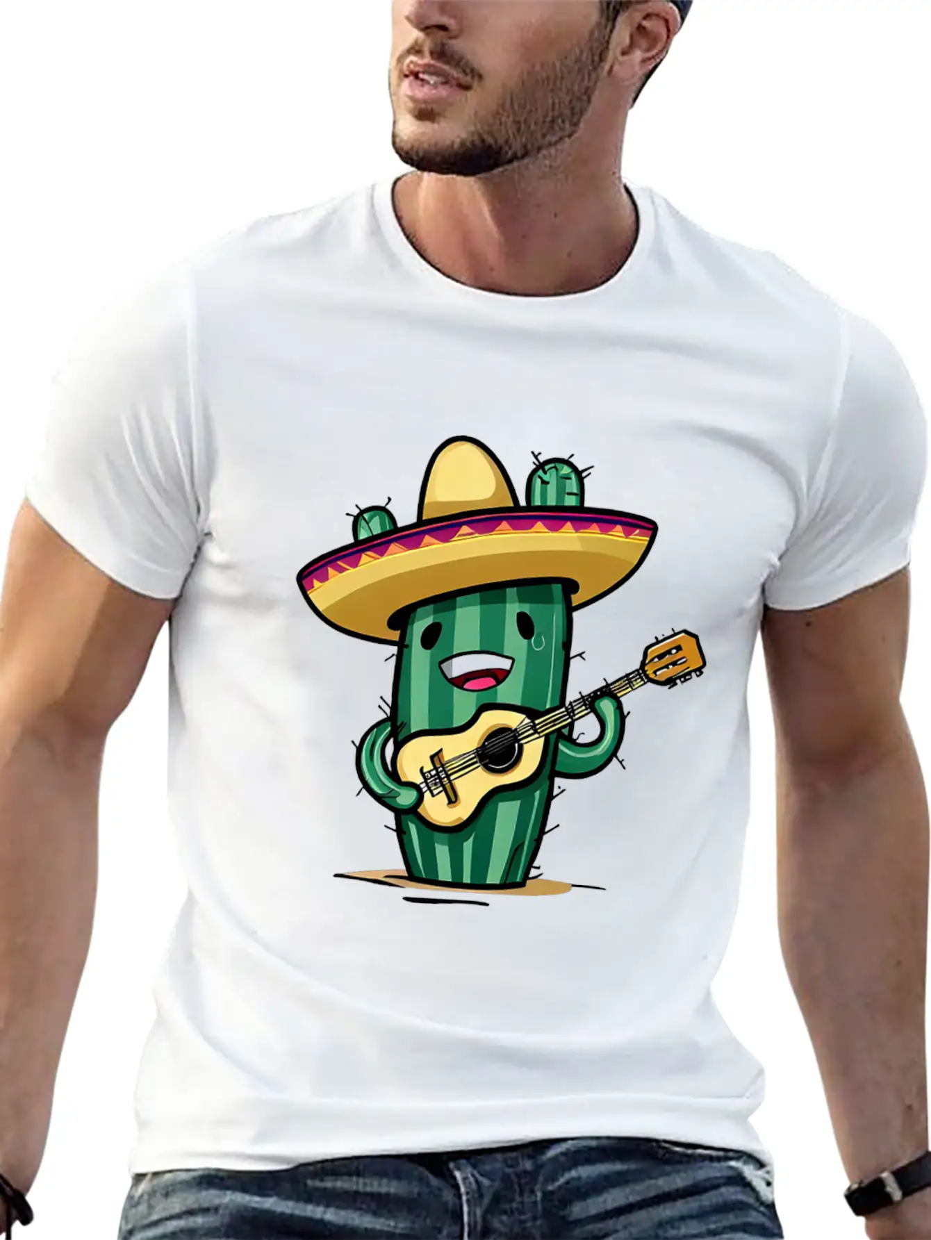 Musical Cactus Unisex Casual T-Shirt – Clean Design For Daily Comfort