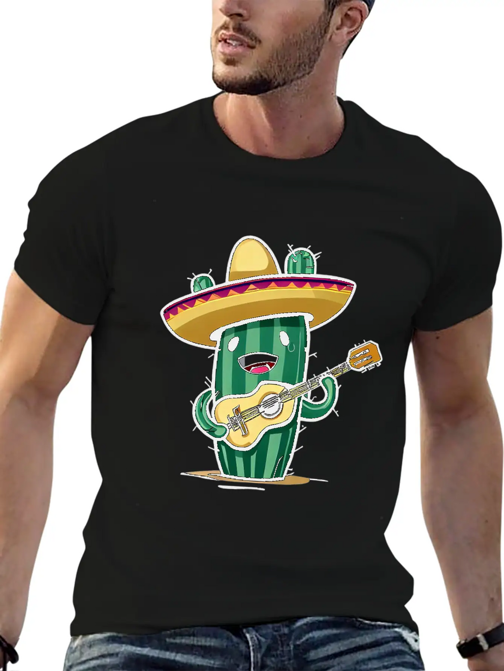 Musical Cactus Unisex Casual T-Shirt – Clean Design For Daily Comfort
