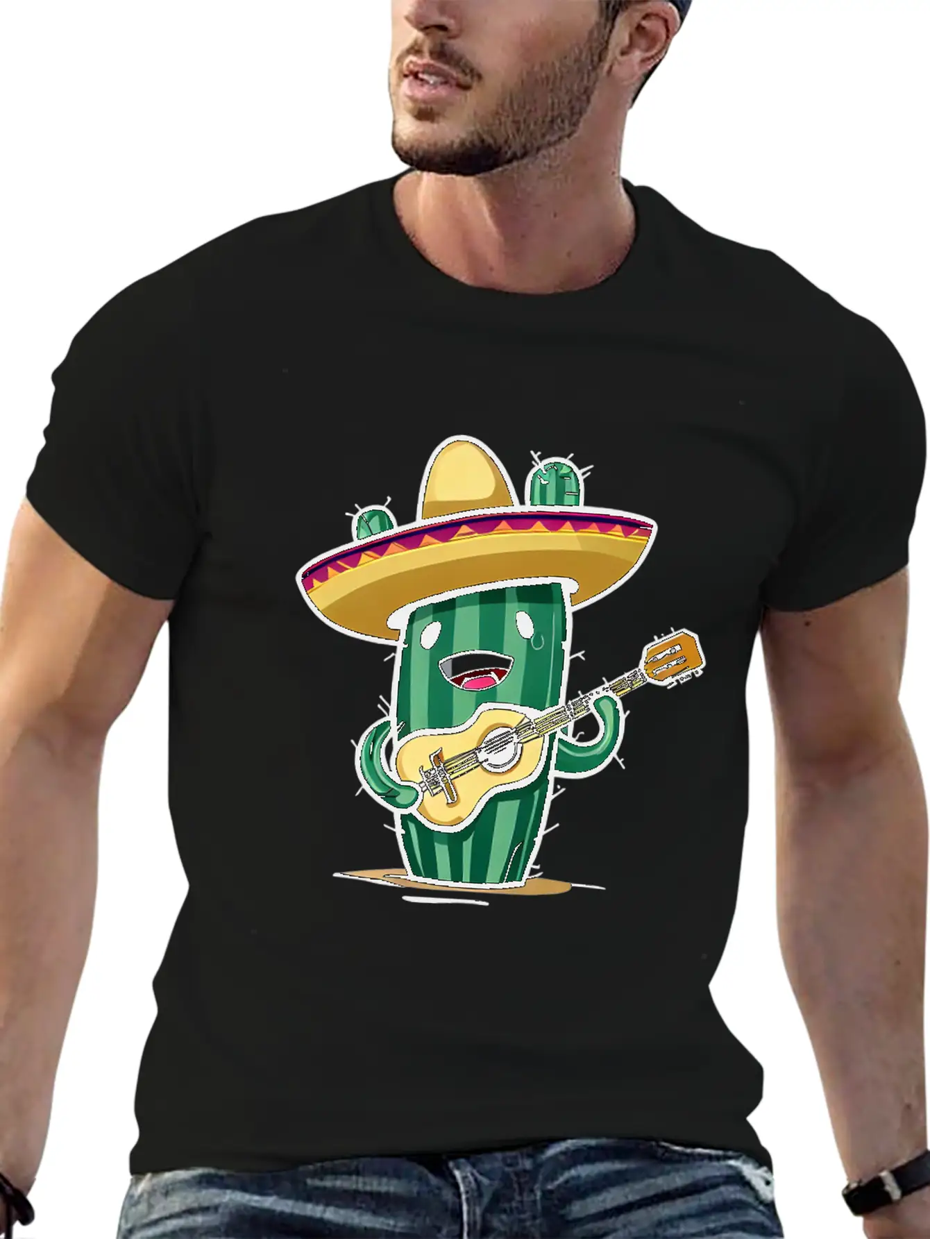 Musical Cactus Unisex Casual T-Shirt – Clean Design For Daily Comfort