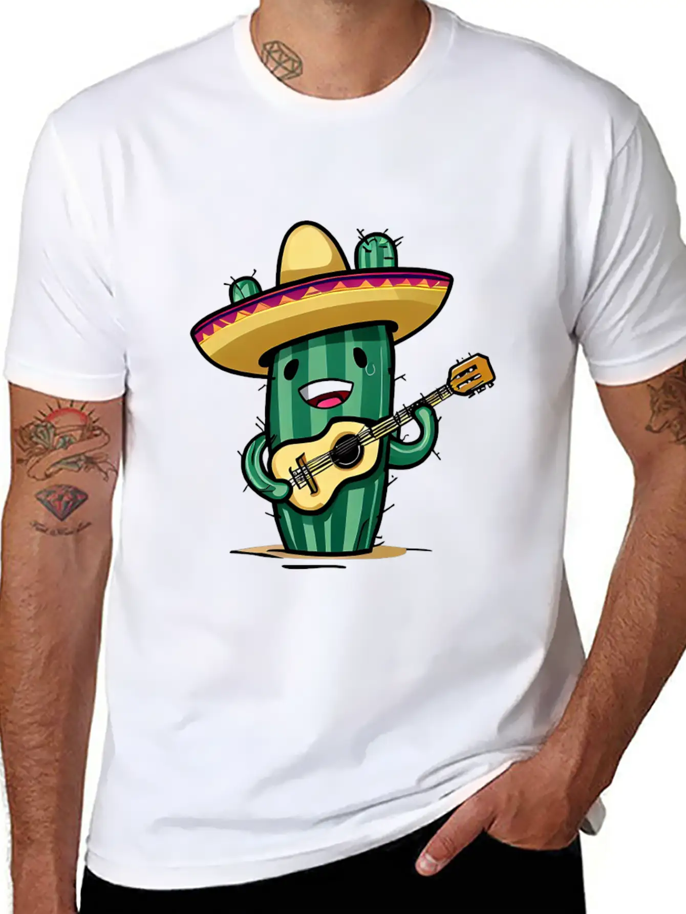 Musical Cactus Unisex Casual T-Shirt – Clean Design For Daily Comfort