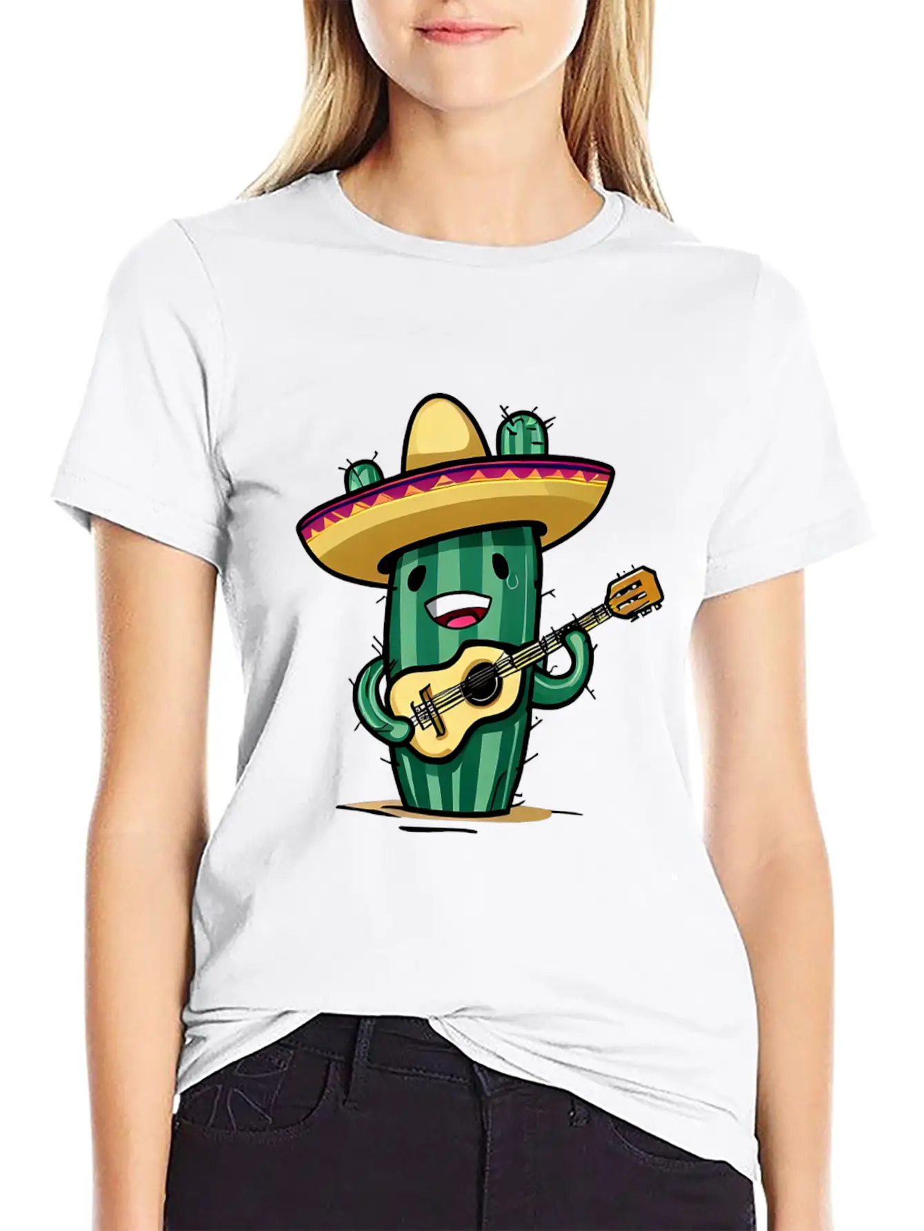 Musical Cactus Unisex Casual T-Shirt – Clean Design For Daily Comfort