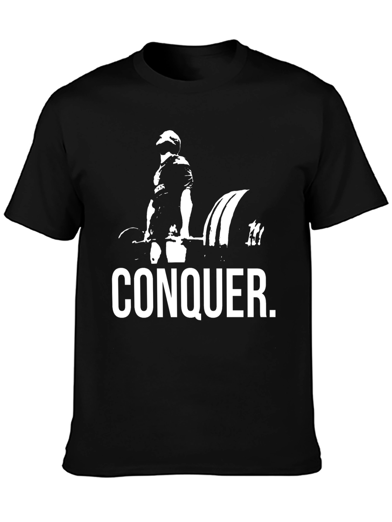 Conquer Graphic Tee - Black Gym Workout Shirt