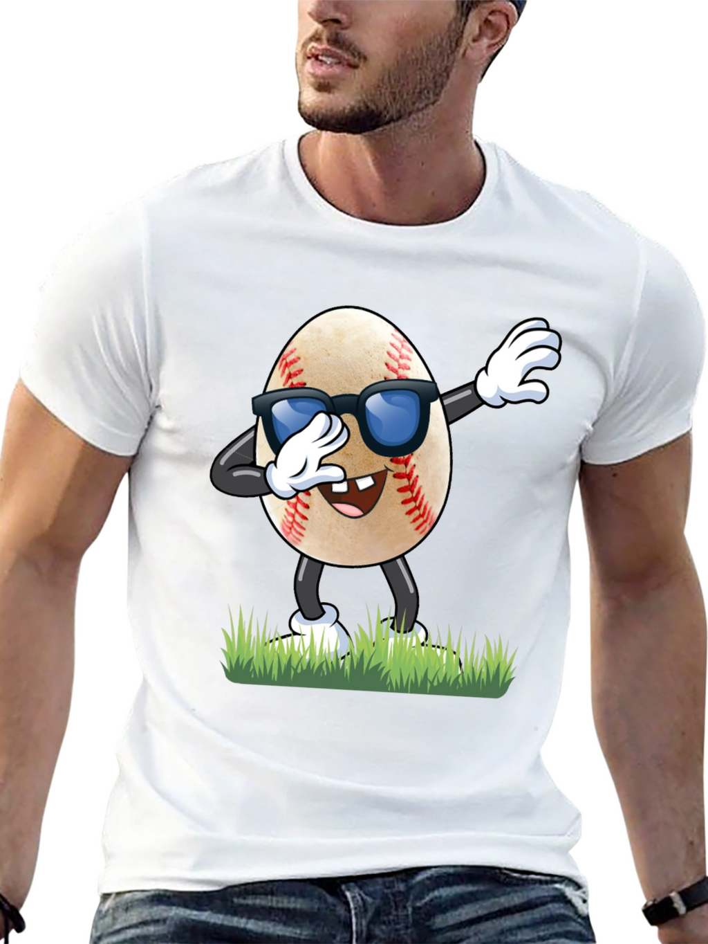 Funny Baseball Egg Dabbing Graphic T-Shirt