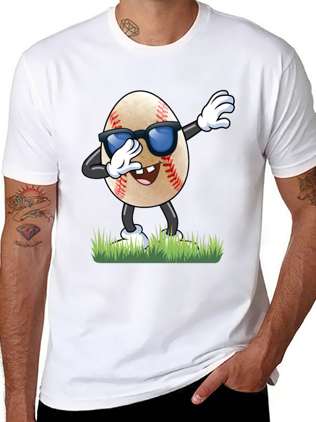 Funny Baseball Egg Dabbing Graphic T-Shirt