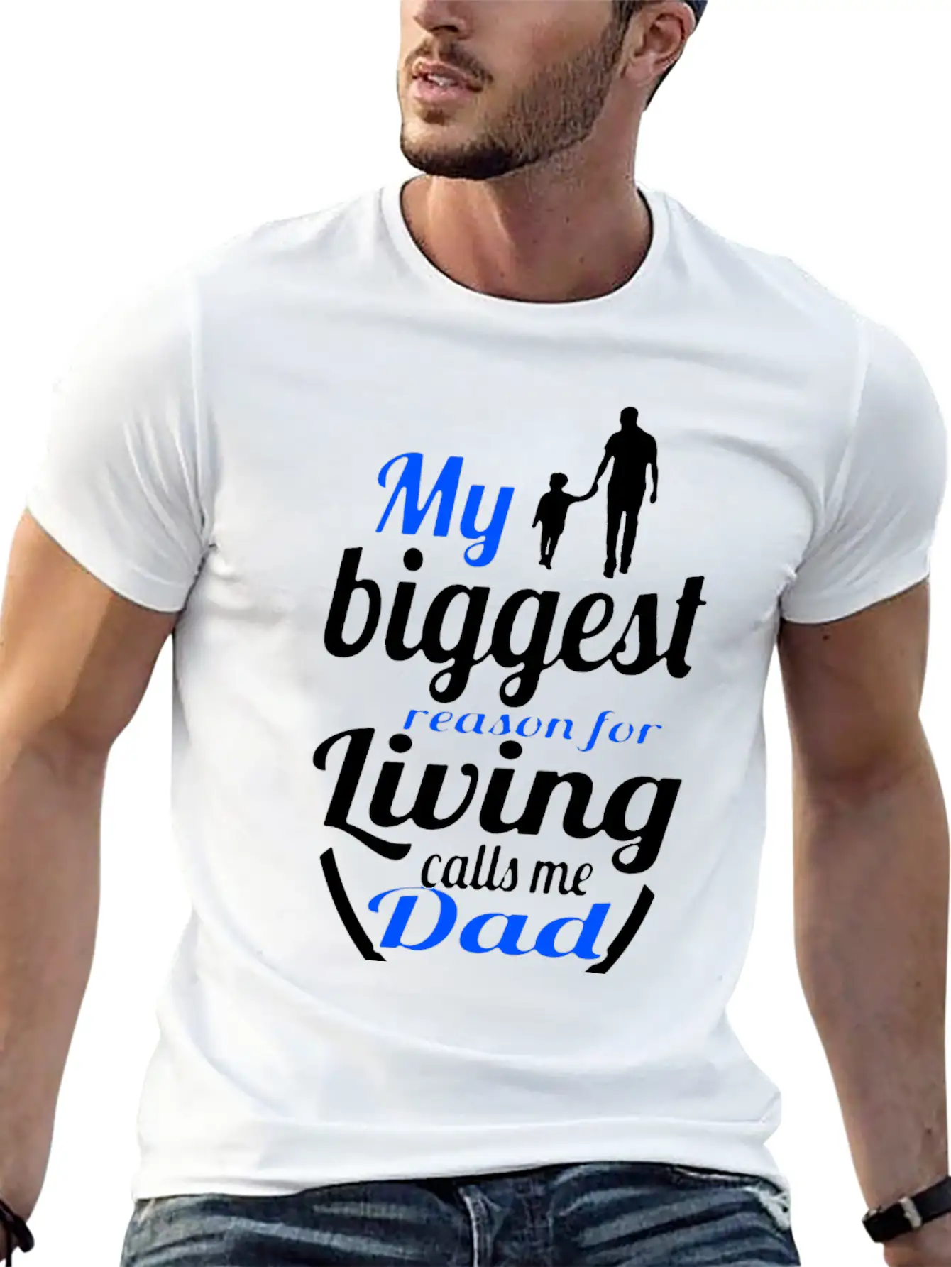 My Biggest Reason Living Calls Me Dads Unisex Short Sleeve Soft Cotton T-Shirt – Casual Everyday Wear
