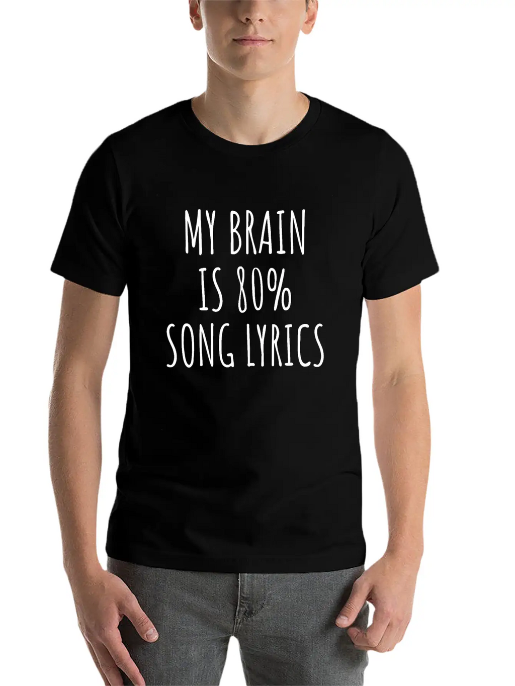 My Brain Is 80% Song Lyrics, Music Slogan Unisex Casual T-Shirt – Clean Design For Daily Comfort
