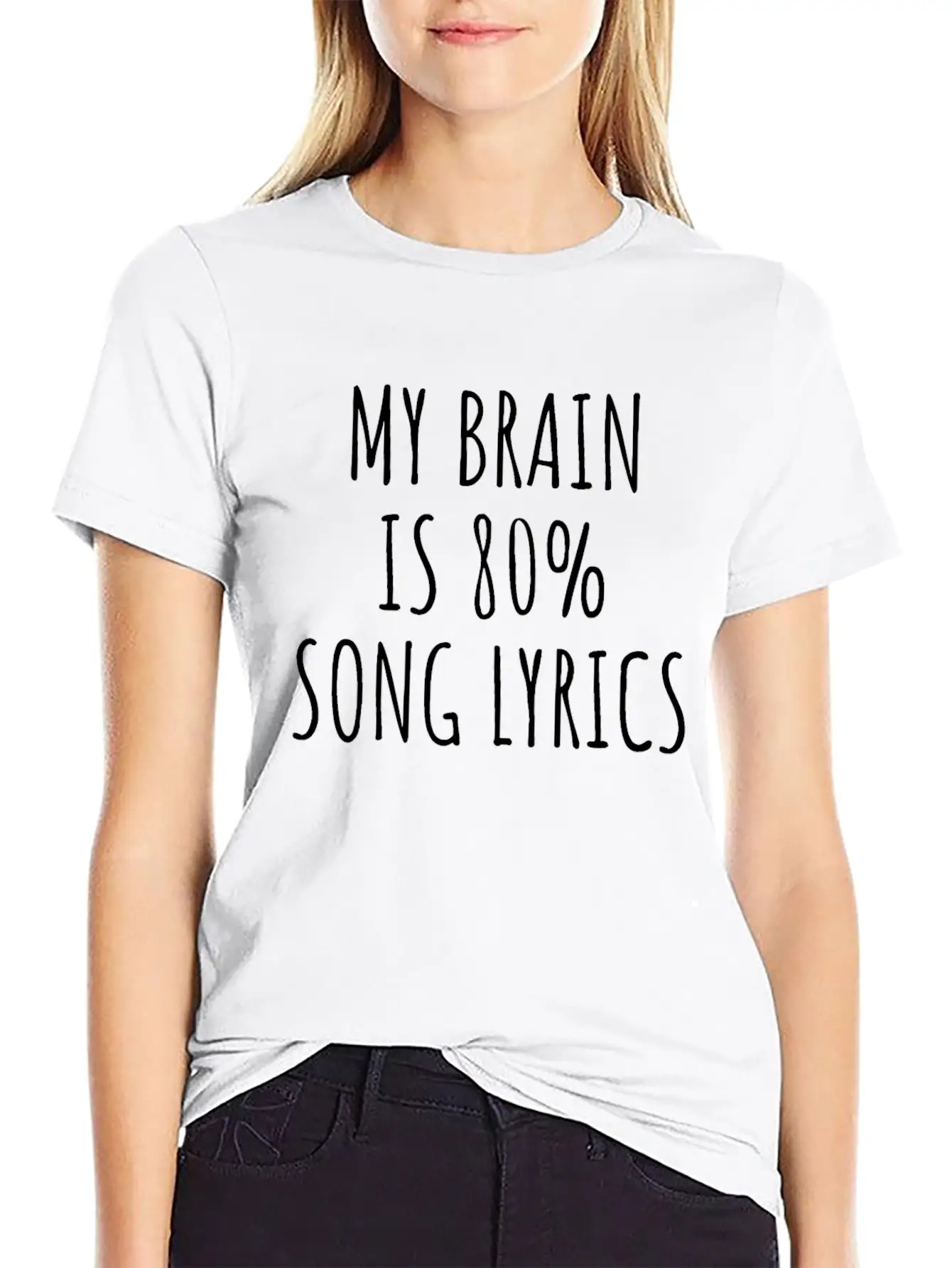 My Brain Is 80% Song Lyrics, Music Slogan Unisex Casual T-Shirt – Clean Design For Daily Comfort