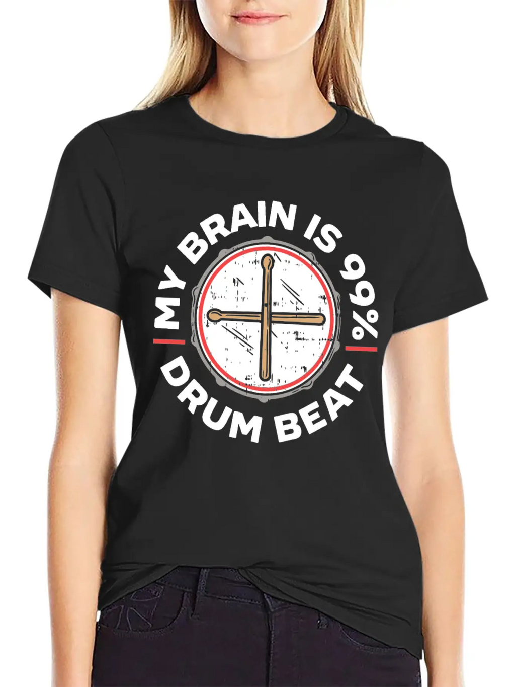 My Brain Is 99% Drum Beat Drummer Drum Player Classic Fit Graphic Tee For Daily Comfort – Unisex Cotton Shirt