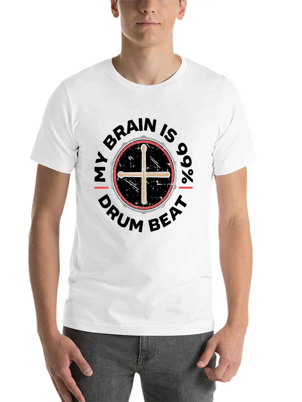 My Brain Is 99% Drum Beat Drummer Drum Player Classic Fit Graphic Tee For Daily Comfort – Unisex Cotton Shirt