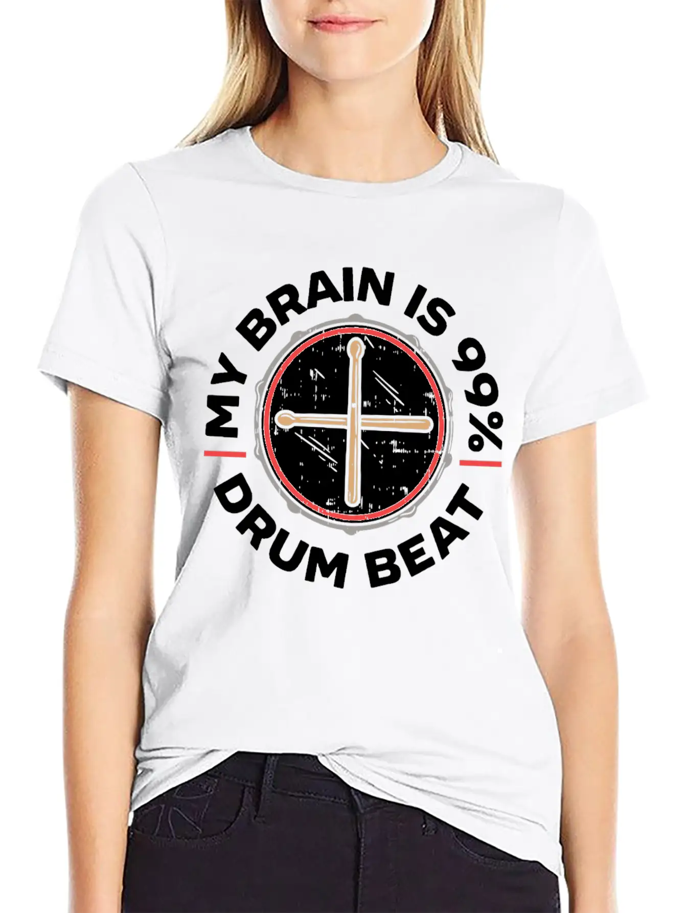 My Brain Is 99% Drum Beat Drummer Drum Player Classic Fit Graphic Tee For Daily Comfort – Unisex Cotton Shirt