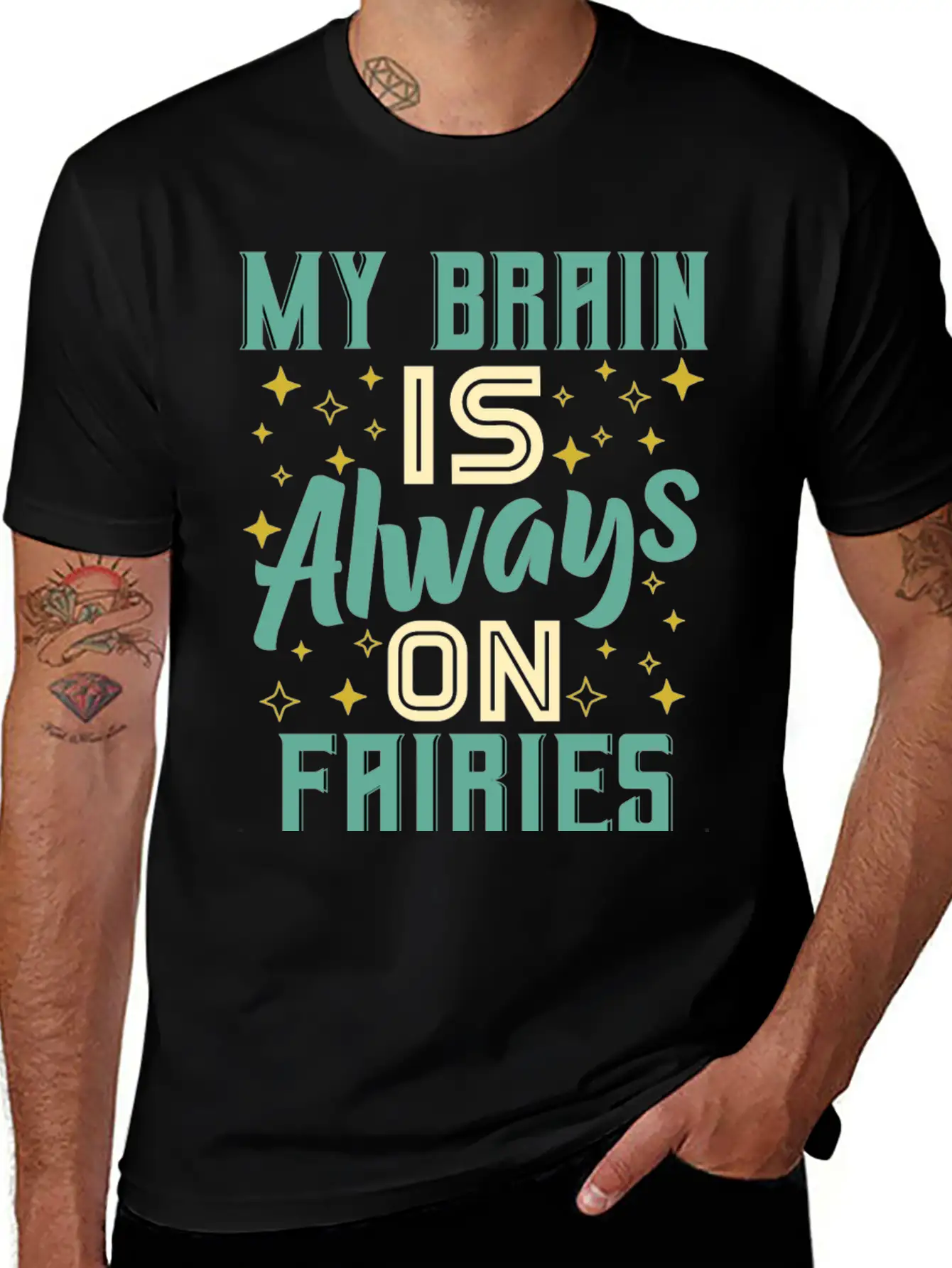 My Brain Is Always On Fairies Fantasy Magic Essential Cotton Tee For Daily Outfits – Unisex Style