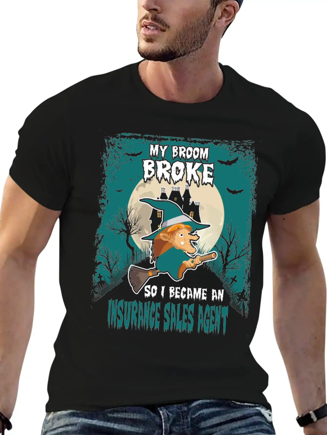 My Broom Broke So I Became A Insurance Sales Agent Unisex Casual T-Shirt – Clean Design For Daily Comfort