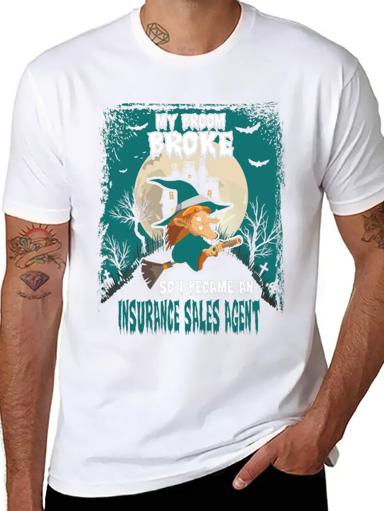 My Broom Broke So I Became A Insurance Sales Agent Unisex Casual T-Shirt – Clean Design For Daily Comfort