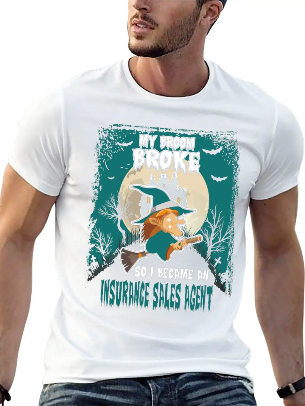 My Broom Broke So I Became A Insurance Sales Agent Unisex Casual T-Shirt – Clean Design For Daily Comfort