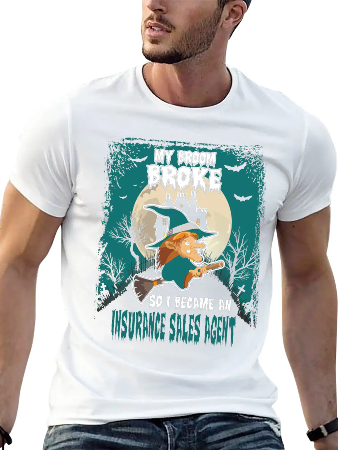 My Broom Broke So I Became A Insurance Sales Agent Unisex Casual T-Shirt – Clean Design For Daily Comfort