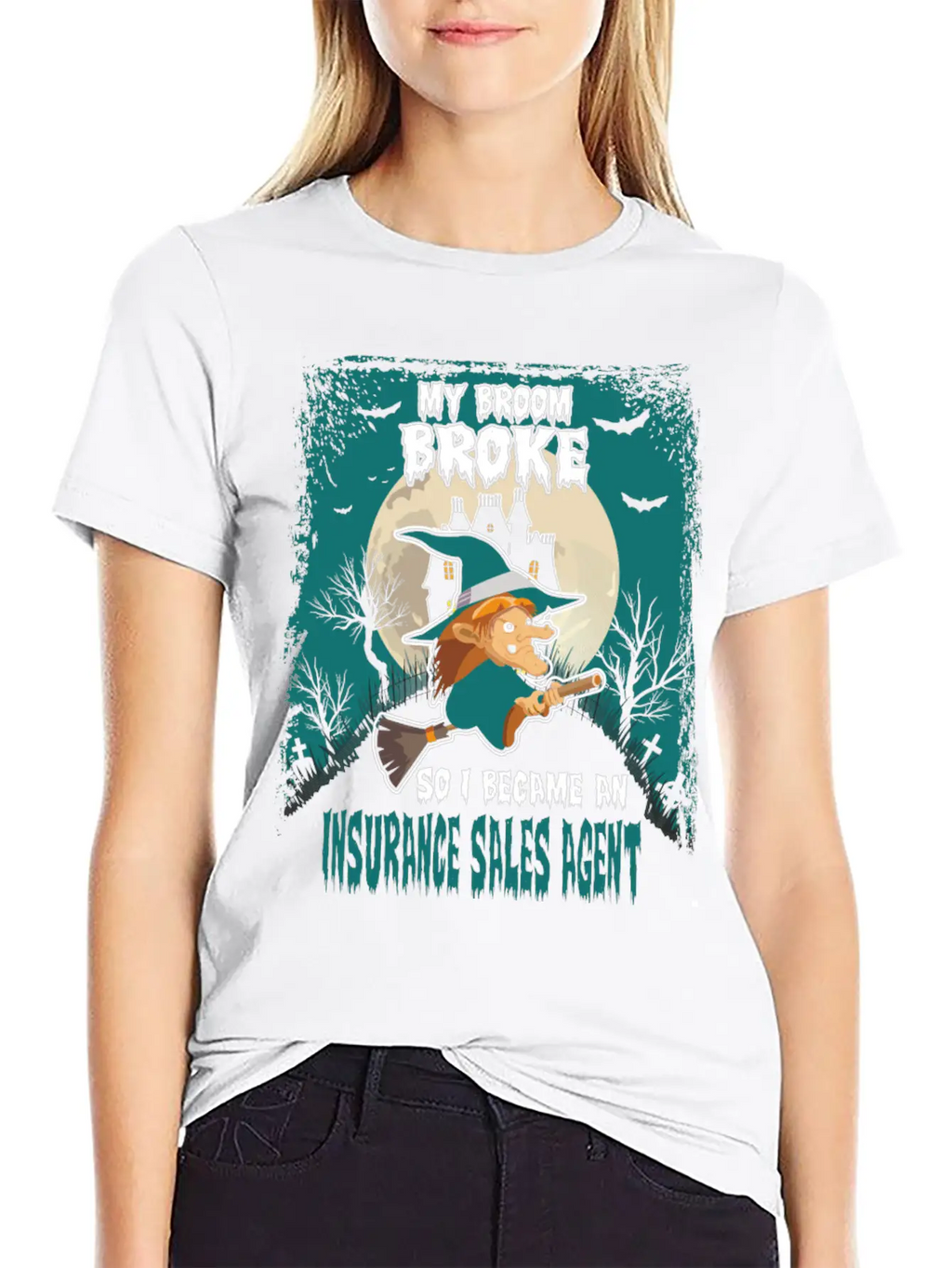 My Broom Broke So I Became A Insurance Sales Agent Unisex Casual T-Shirt – Clean Design For Daily Comfort