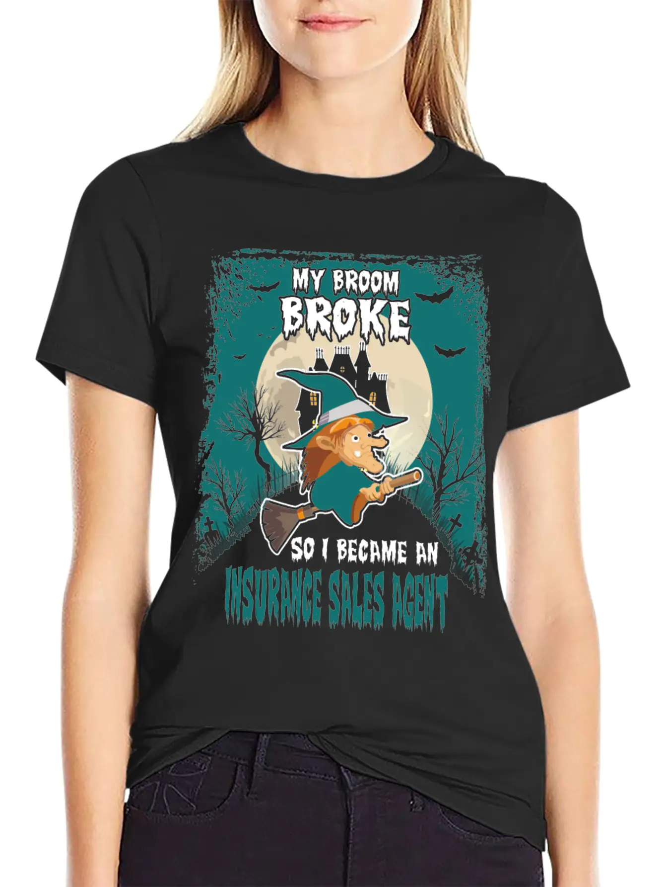 My Broom Broke So I Became A Insurance Sales Agent Unisex Casual T-Shirt – Clean Design For Daily Comfort