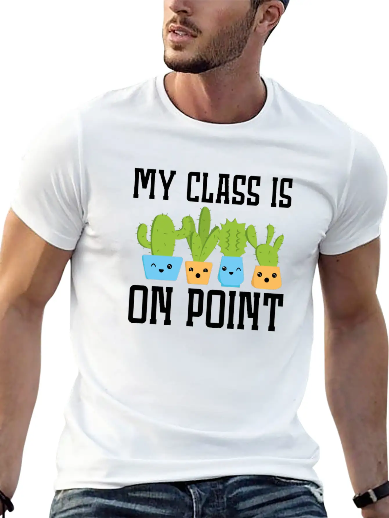My Class Is On Point Back To School Cactus Teacher Unisex Casual T-Shirt – Clean Design For Daily Comfort