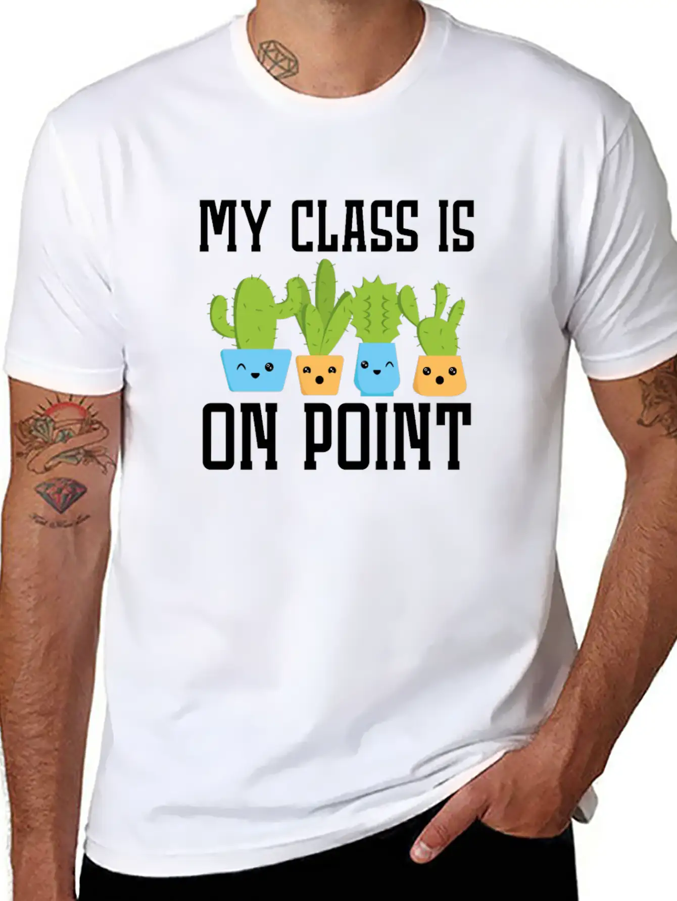 My Class Is On Point Back To School Cactus Teacher Unisex Short Sleeve Soft Cotton T-Shirt – Casual Everyday Wear