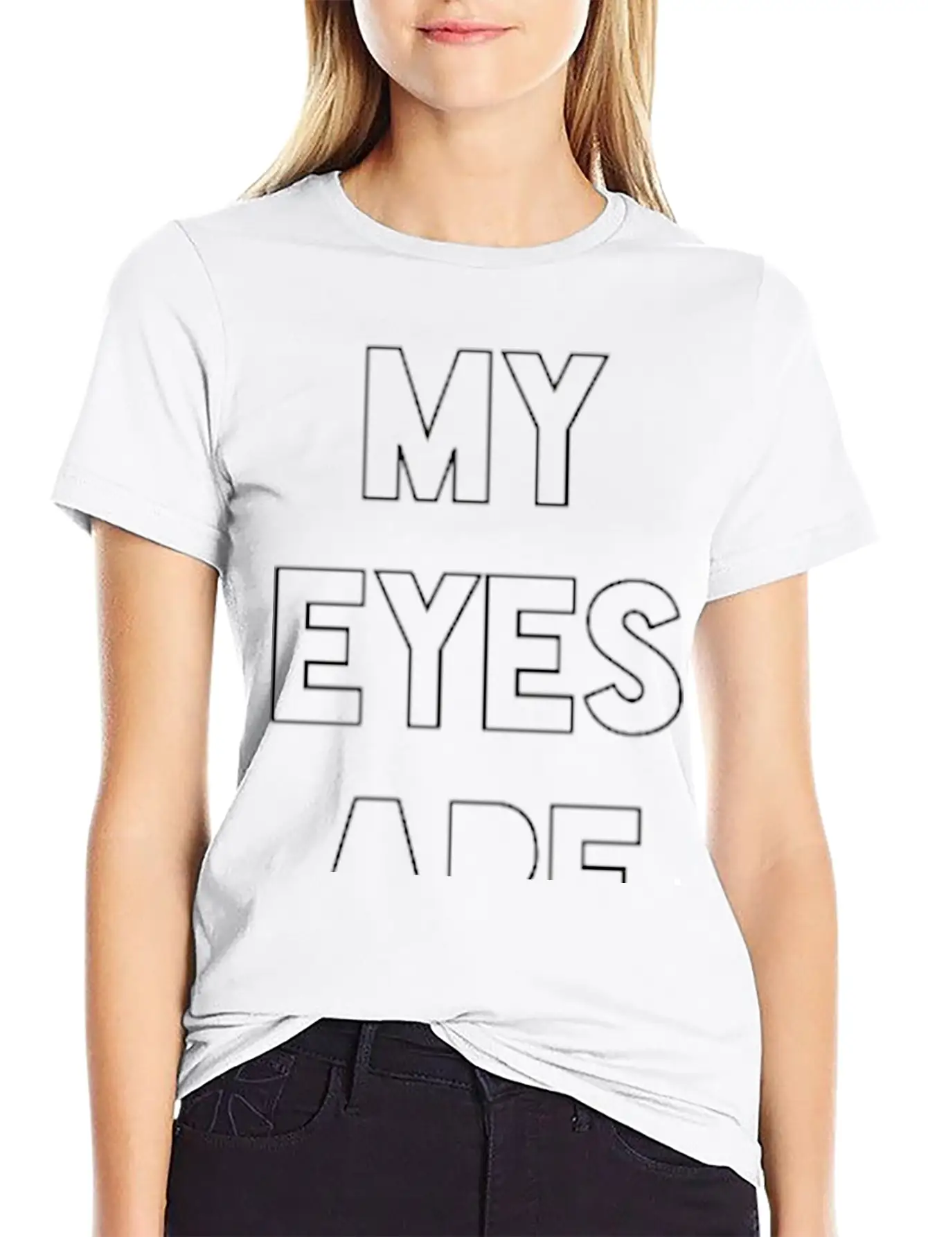 My Eyes Are Up Here Down Arrow Stylish Everyday T-Shirt – Unisex Basic Cotton Tee