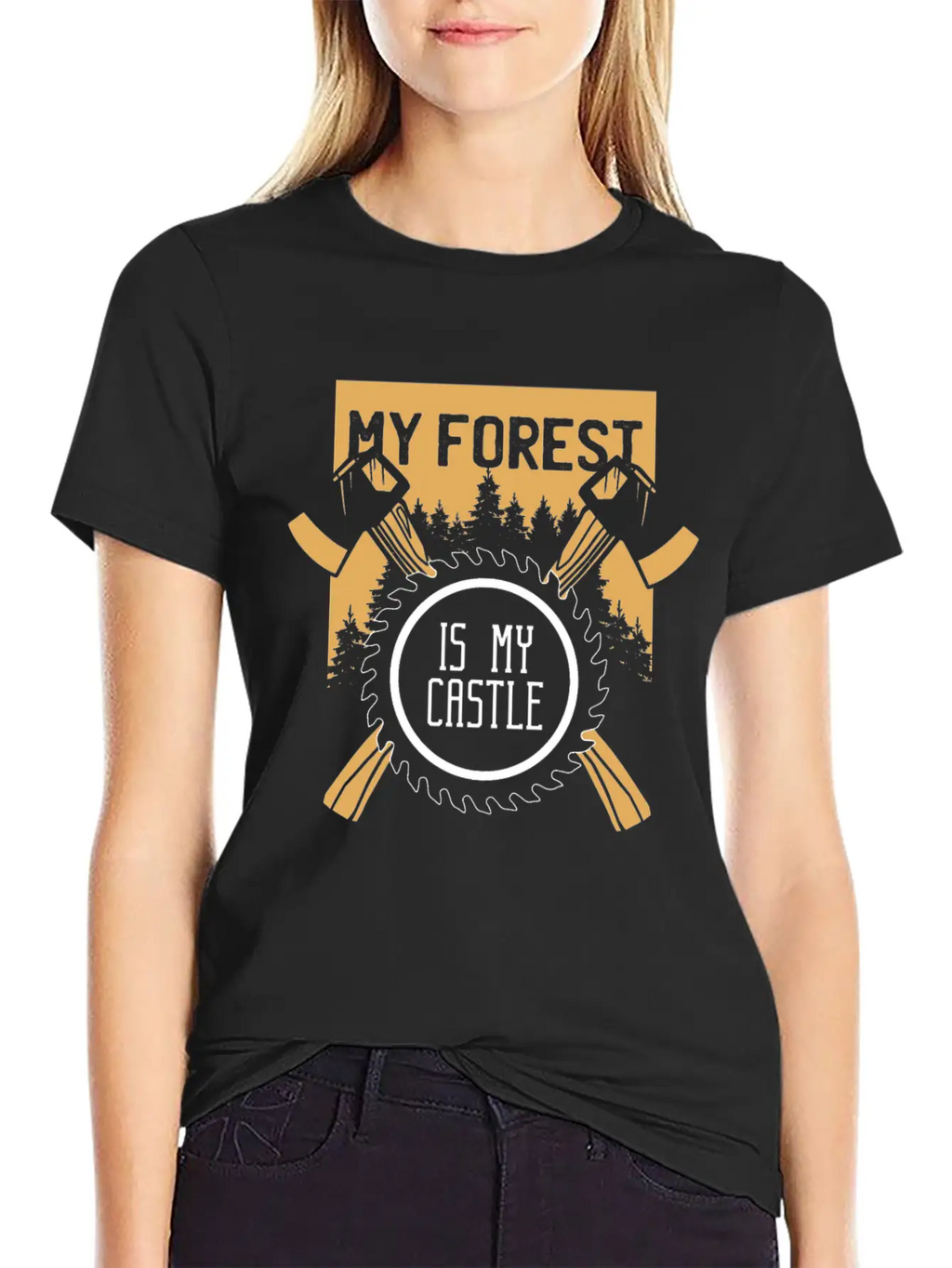My Forest Is My Castle Lumberjack Chainsaw Ax Casual Graphic T-Shirt – Simple And Comfortable Daily Wear
