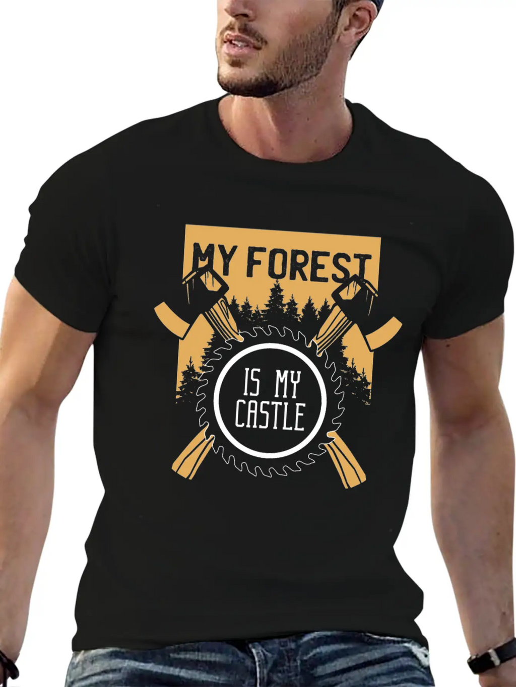 My Forest Is My Castle Lumberjack Chainsaw Ax Casual Graphic T-Shirt – Simple And Comfortable Daily Wear