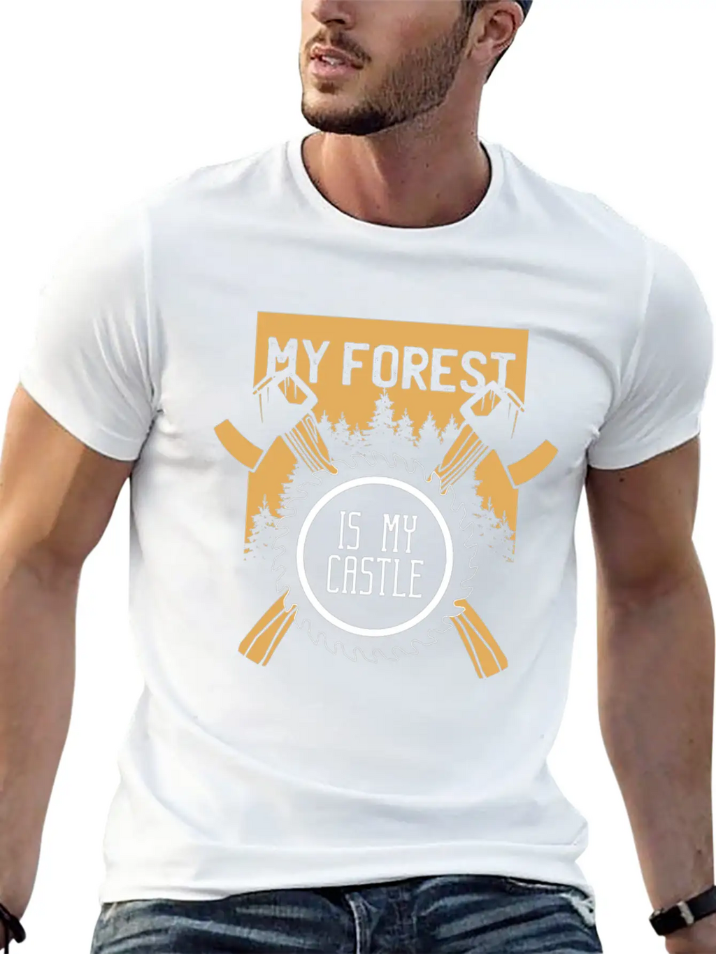 My Forest Is My Castle Lumberjack Chainsaw Ax Casual Graphic T-Shirt – Simple And Comfortable Daily Wear