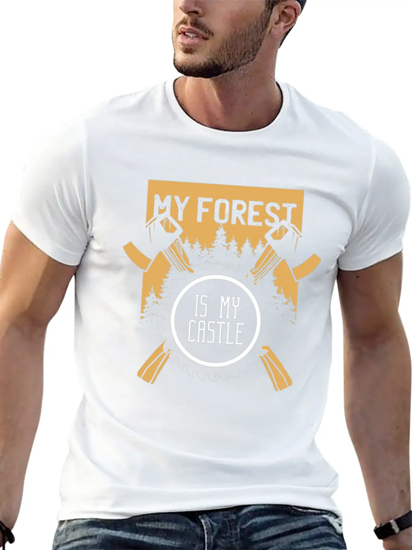 My Forest Is My Castle Lumberjack Chainsaw Ax Casual Graphic T-Shirt – Simple And Comfortable Daily Wear