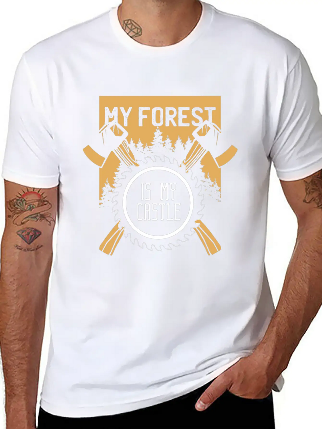 My Forest Is My Castle Lumberjack Chainsaw Ax Casual Graphic T-Shirt – Simple And Comfortable Daily Wear