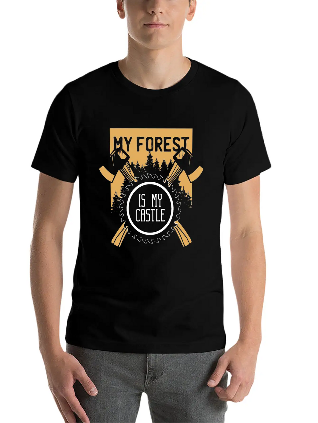 My Forest Is My Castle Lumberjack Chainsaw Ax Casual Graphic T-Shirt – Simple And Comfortable Daily Wear