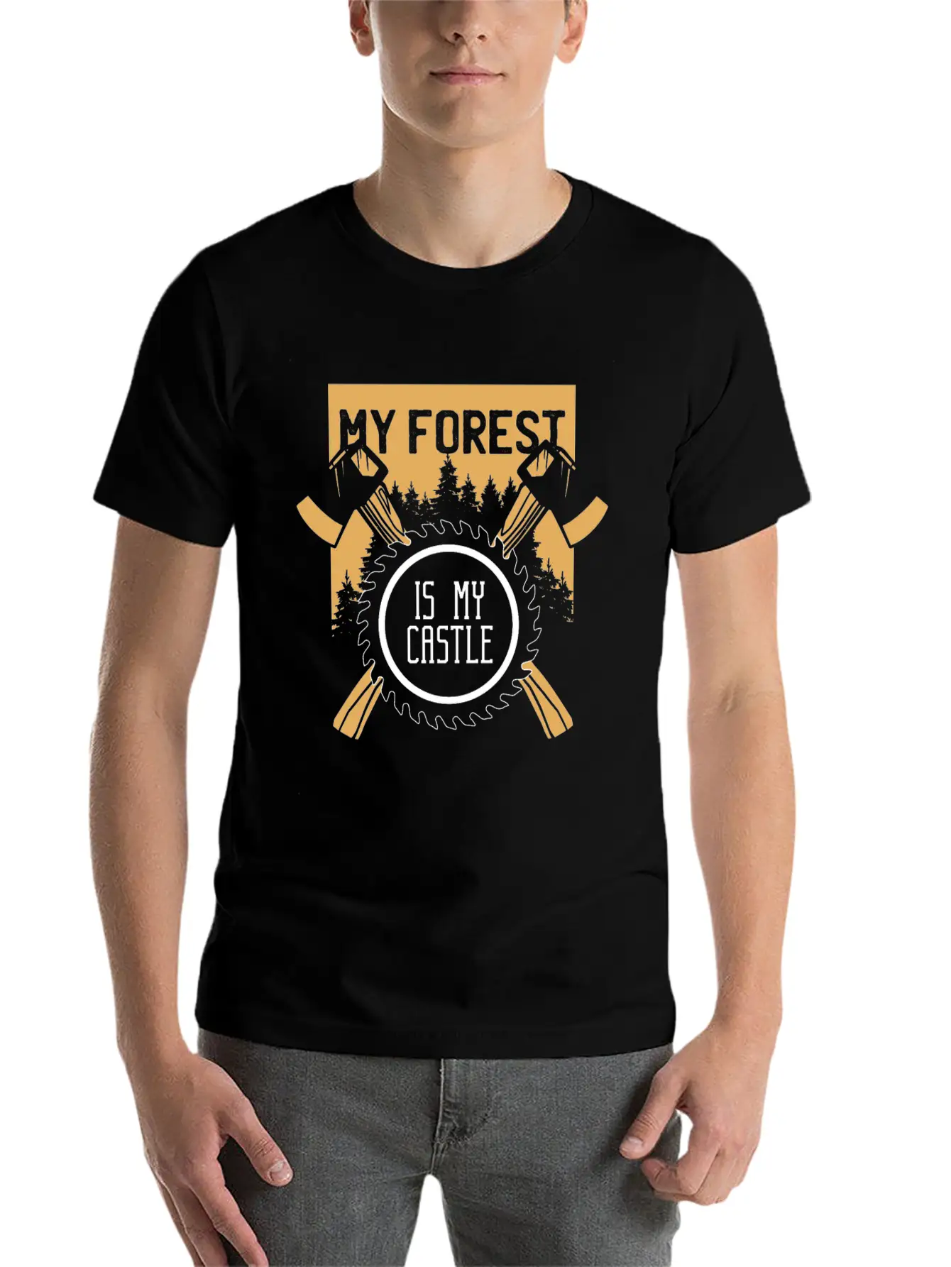 My Forest Is My Castle Lumberjack Chainsaw Ax Casual Graphic T-Shirt – Simple And Comfortable Daily Wear