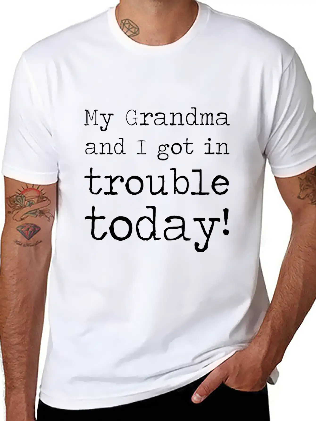 MY GRANDMA AND I GOT IN TROUBLE TODAY Unisex Short Sleeve Soft Cotton T-Shirt – Casual Everyday Wear