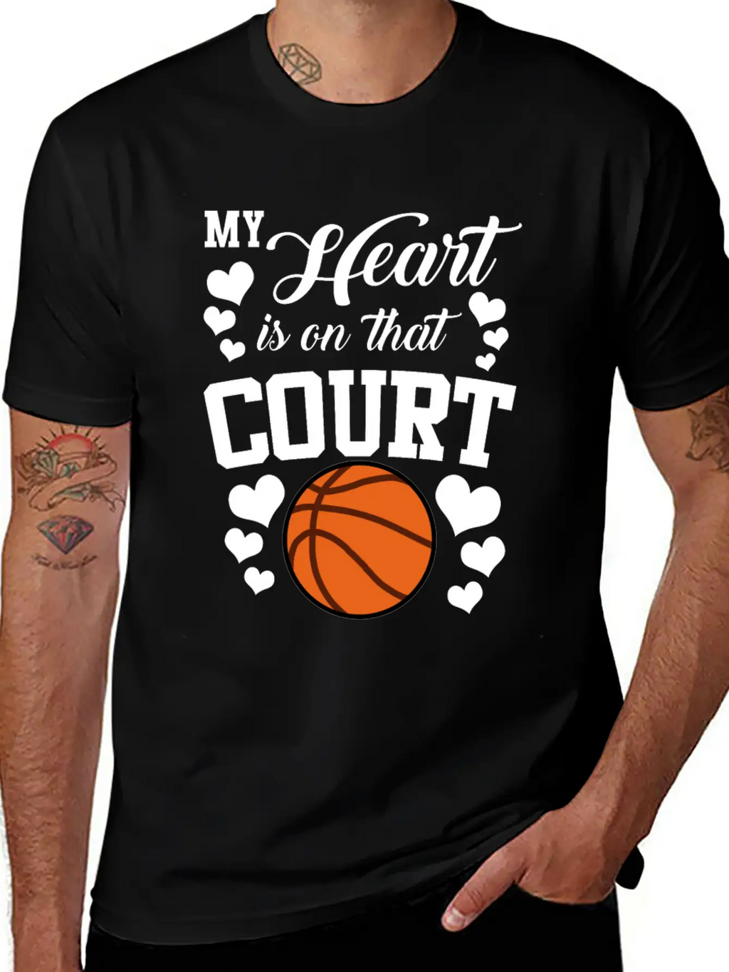 My Heart Is On That Court Basketball Breathable Soft Cotton T-Shirt – Timeless Casual Look