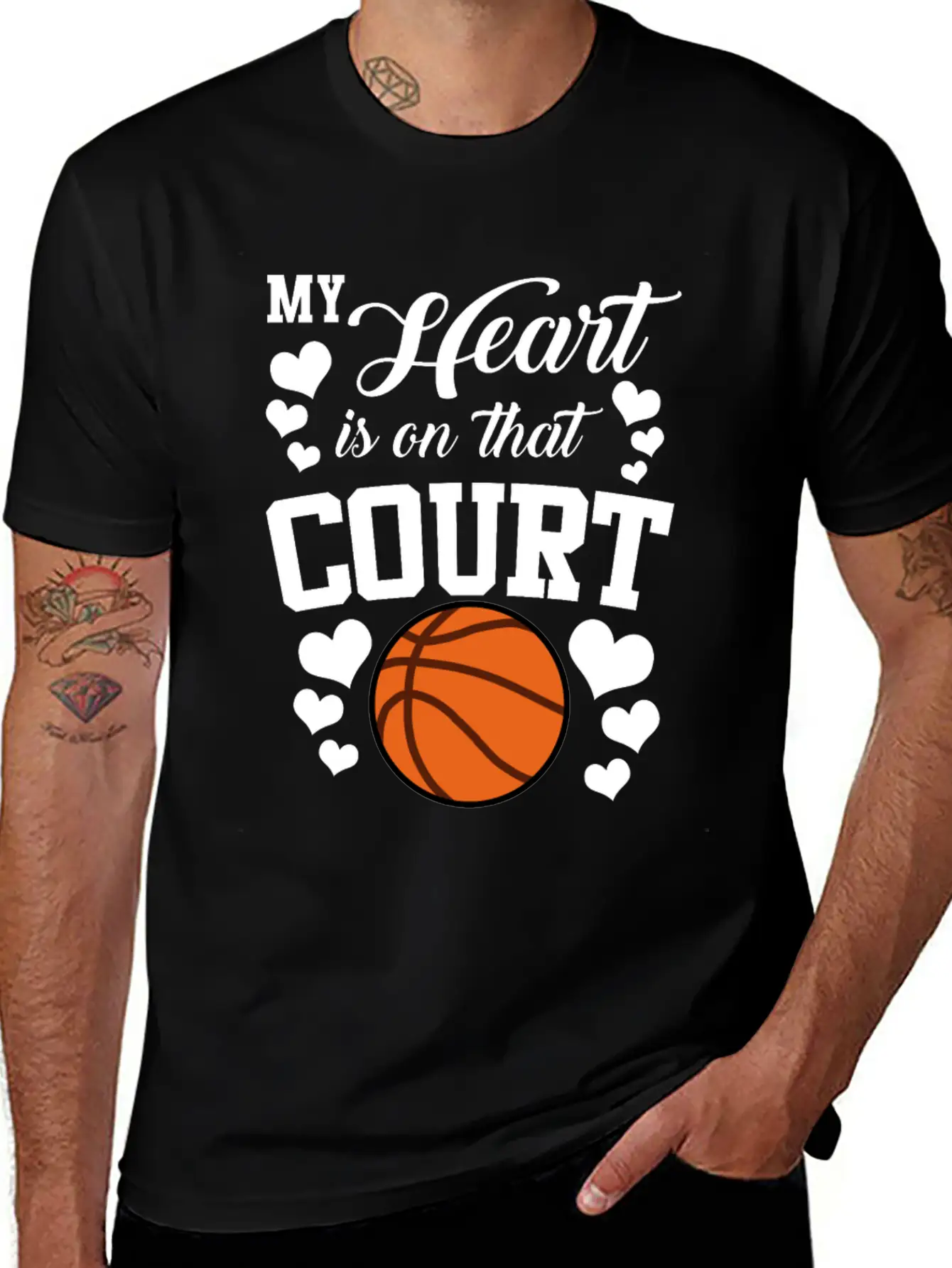 My Heart Is On That Court Basketball Breathable Soft Cotton T-Shirt – Timeless Casual Look