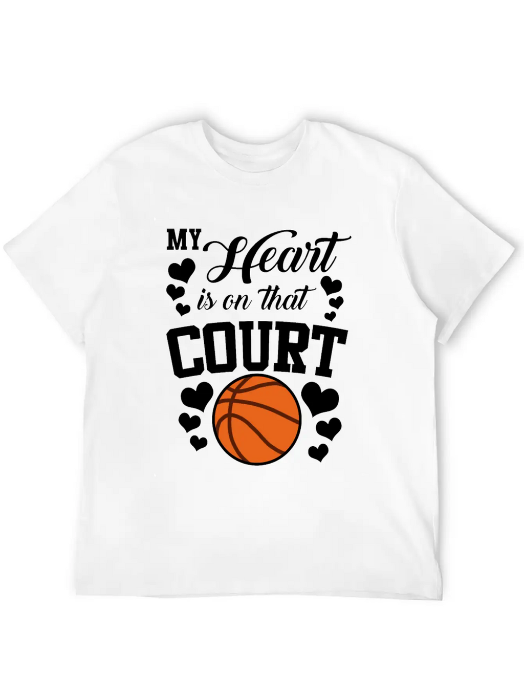 My Heart Is On That Court Basketball Breathable Soft Cotton T-Shirt – Timeless Casual Look