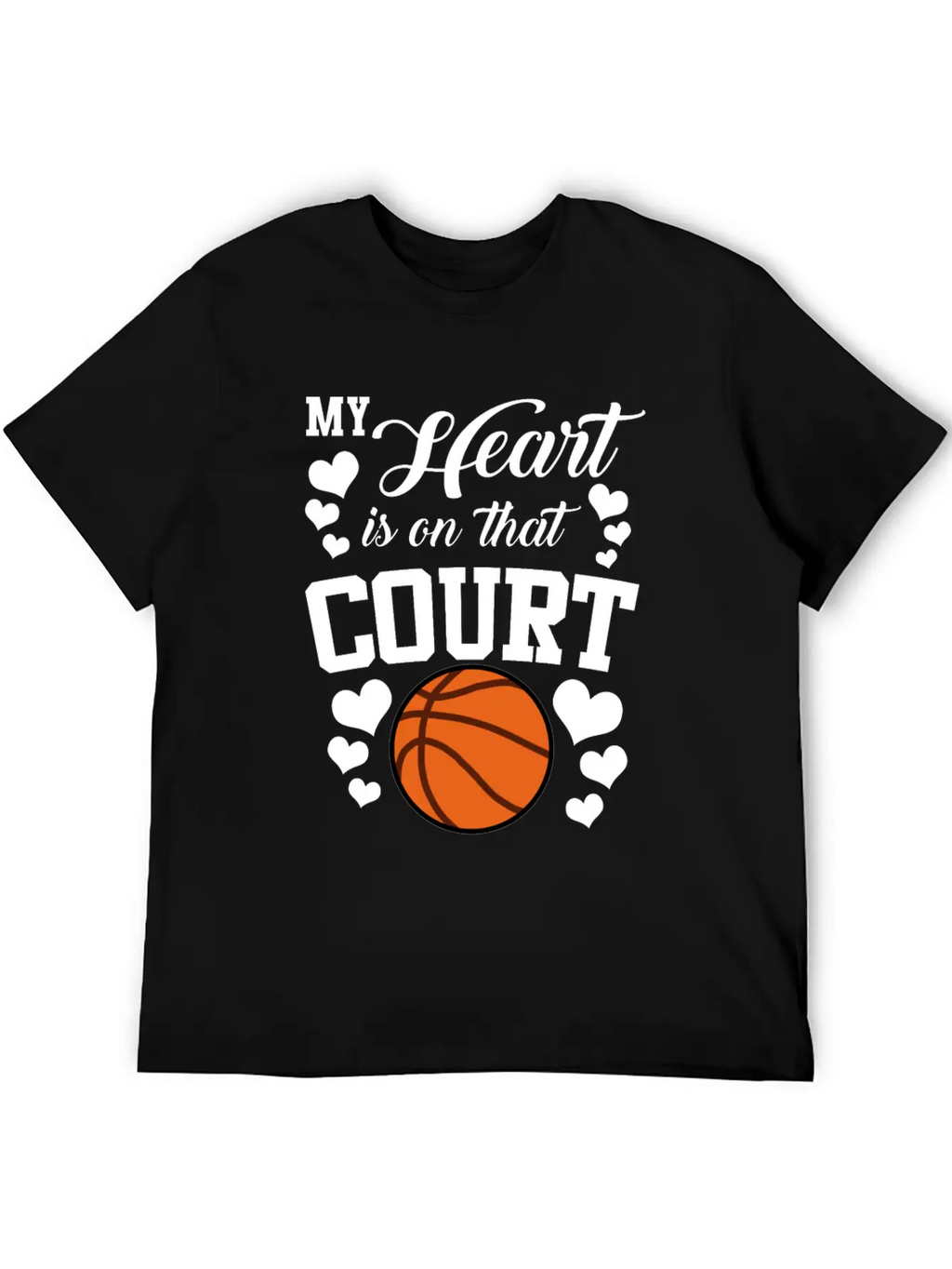 My Heart Is On That Court Basketball Breathable Soft Cotton T-Shirt – Timeless Casual Look