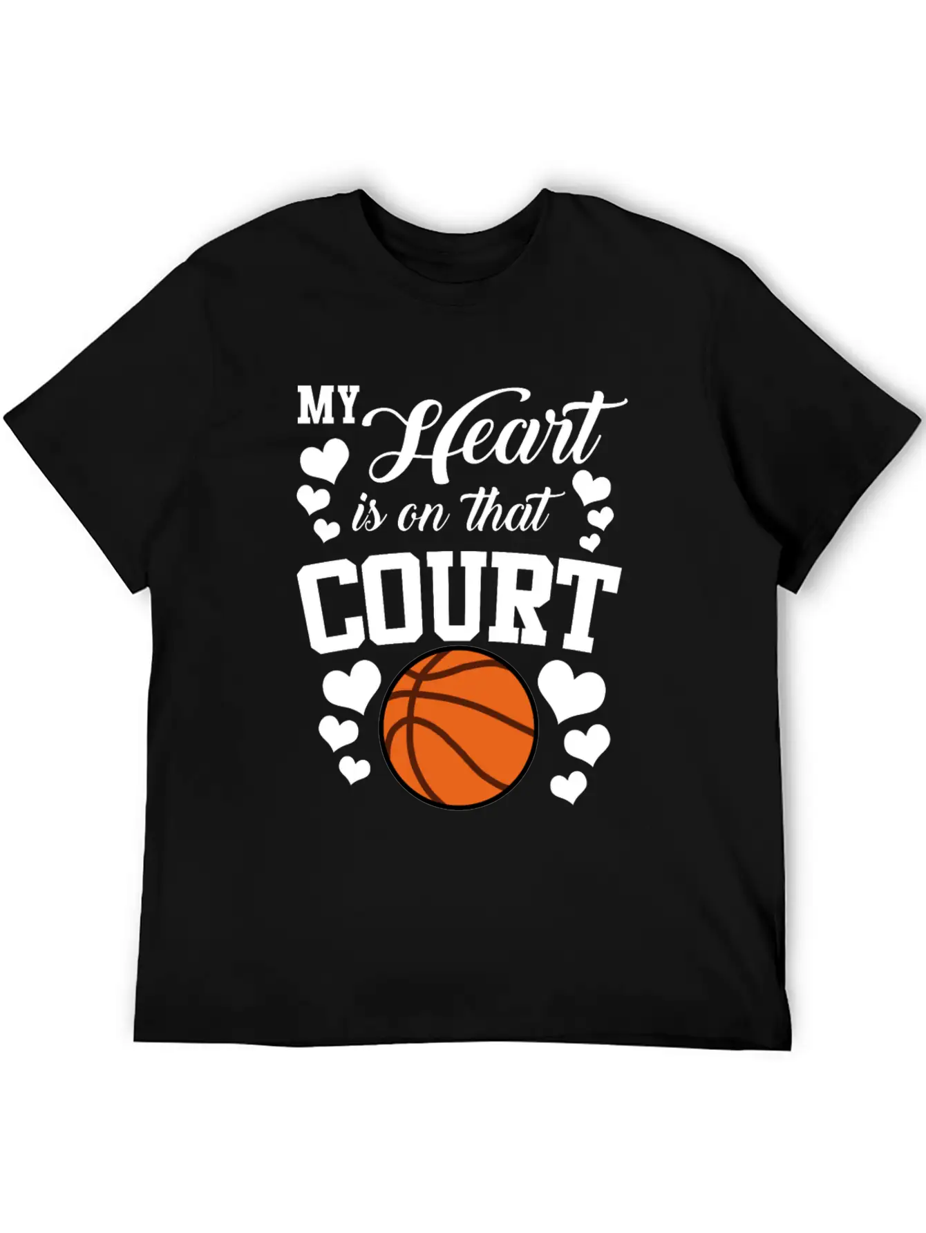 My Heart Is On That Court Basketball Breathable Soft Cotton T-Shirt – Timeless Casual Look