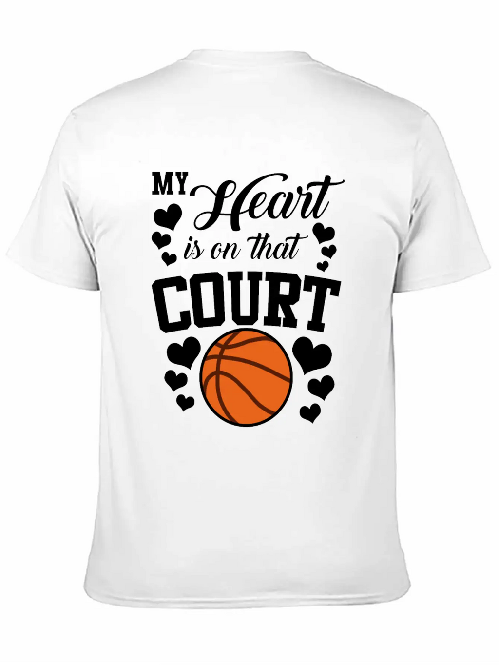 My Heart Is On That Court Basketball Breathable Soft Cotton T-Shirt – Timeless Casual Look