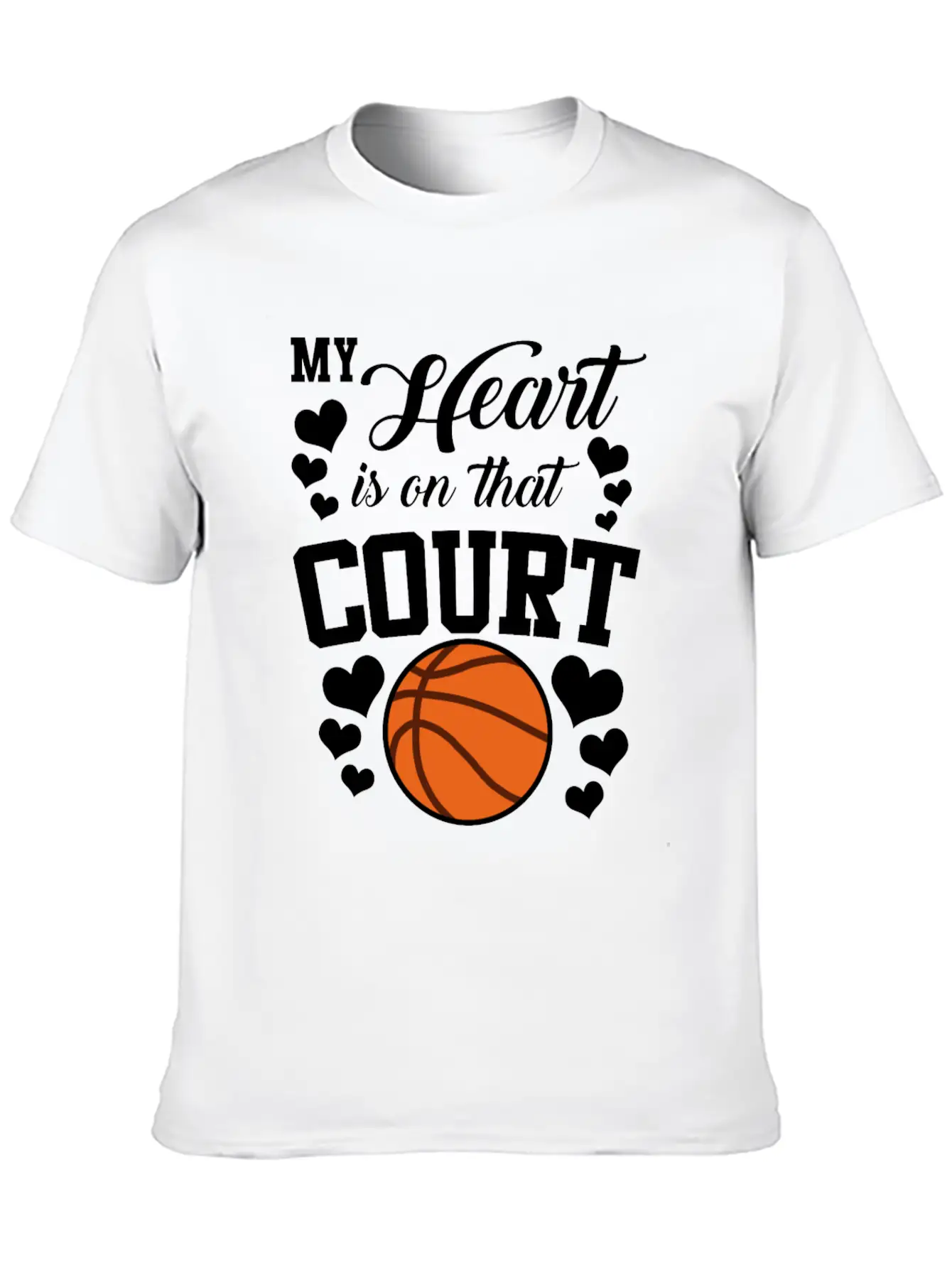 My Heart Is On That Court Basketball Breathable Soft Cotton T-Shirt – Timeless Casual Look