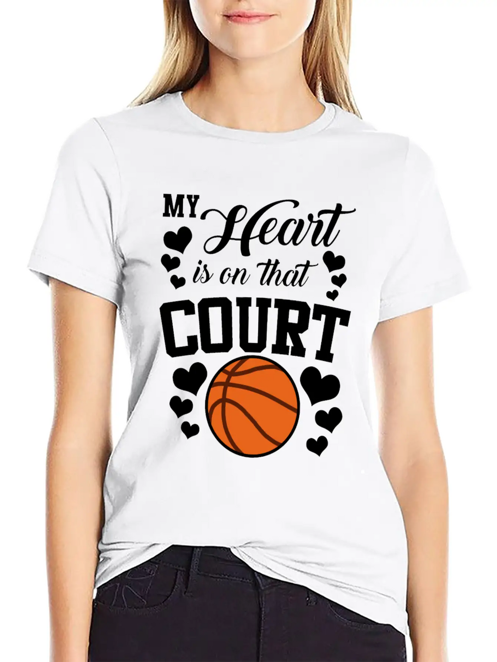 My Heart Is On That Court Basketball Breathable Soft Cotton T-Shirt – Timeless Casual Look