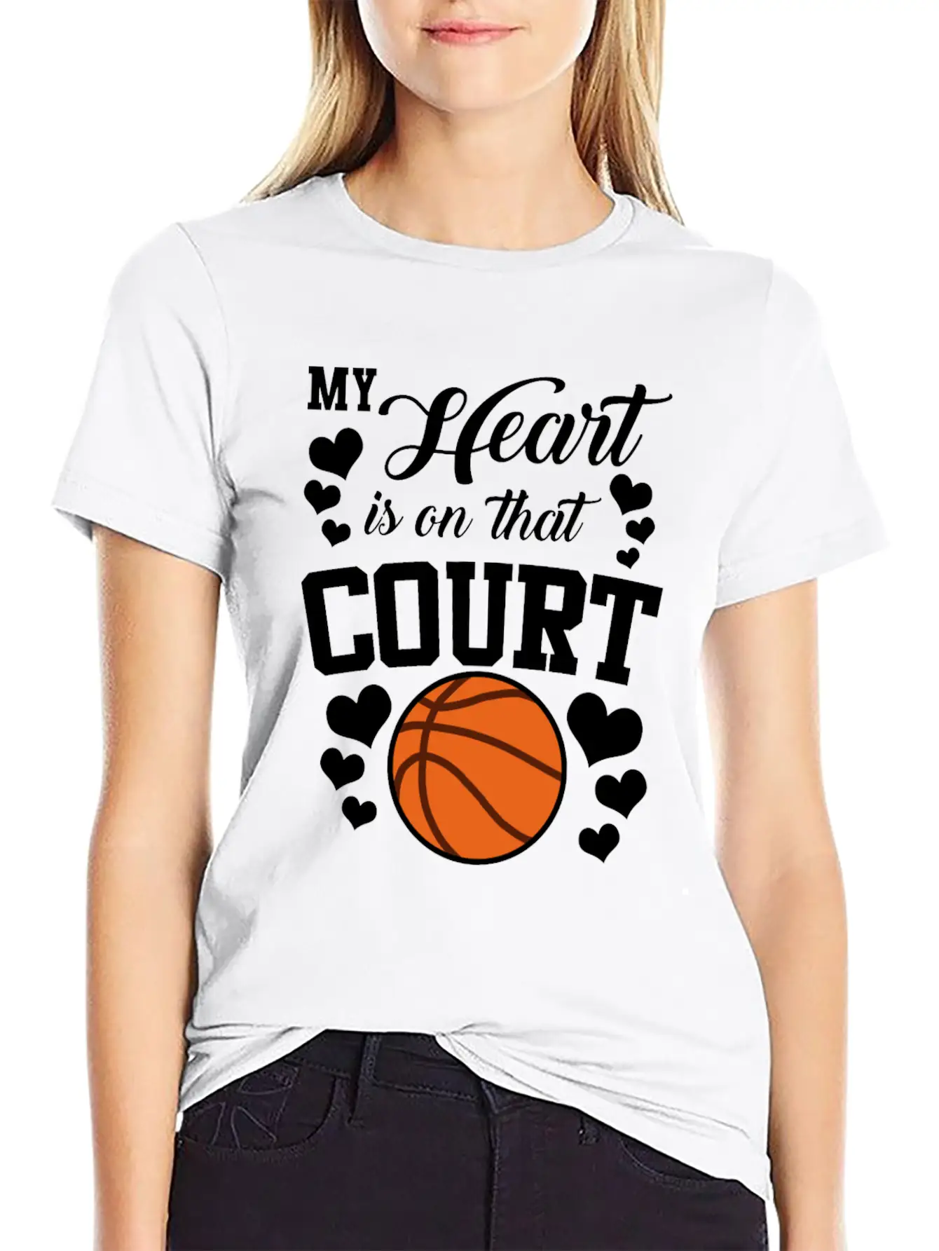 My Heart Is On That Court Basketball Breathable Soft Cotton T-Shirt – Timeless Casual Look
