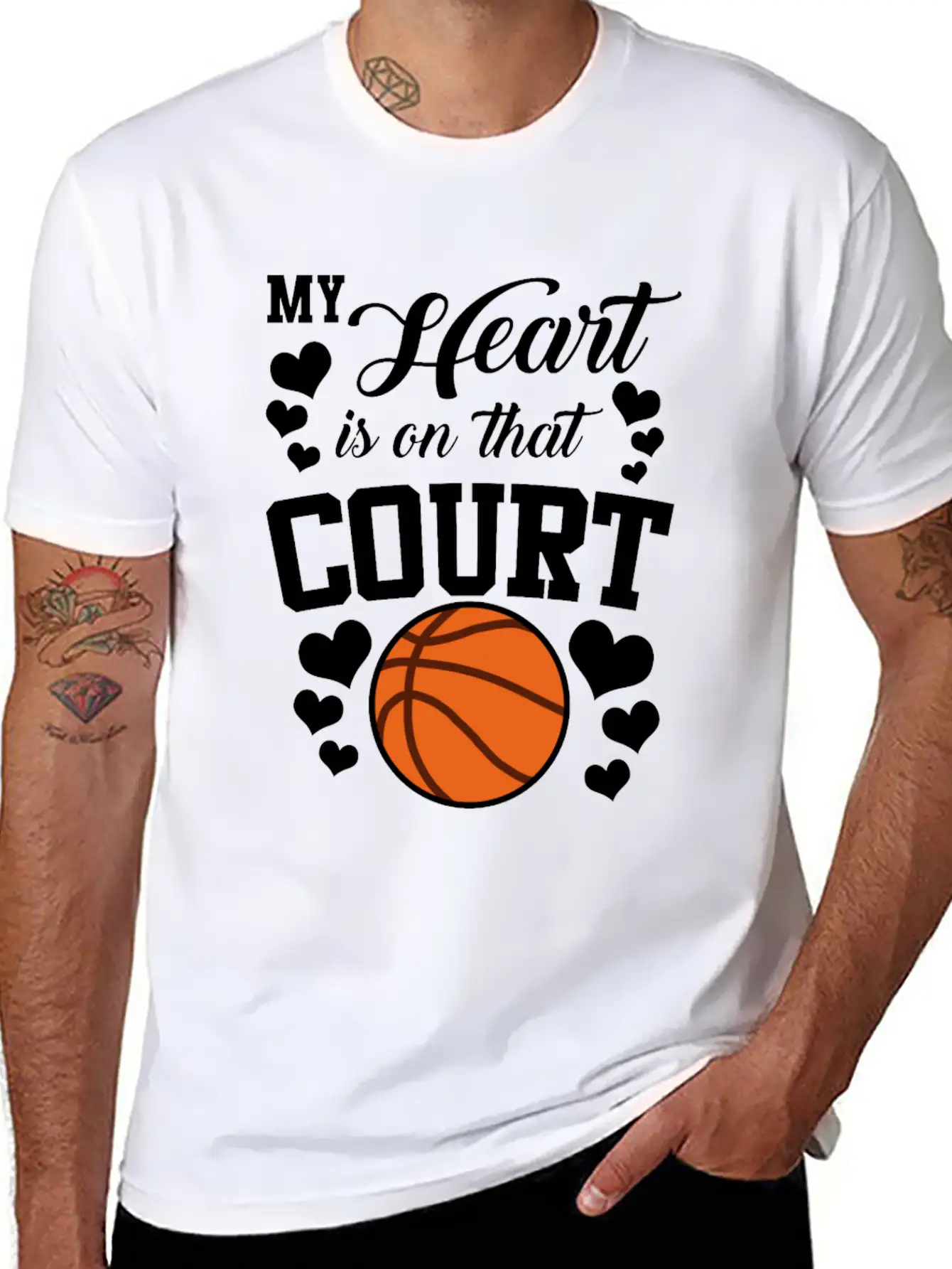My Heart Is On That Court Basketball Breathable Soft Cotton T-Shirt – Timeless Casual Look