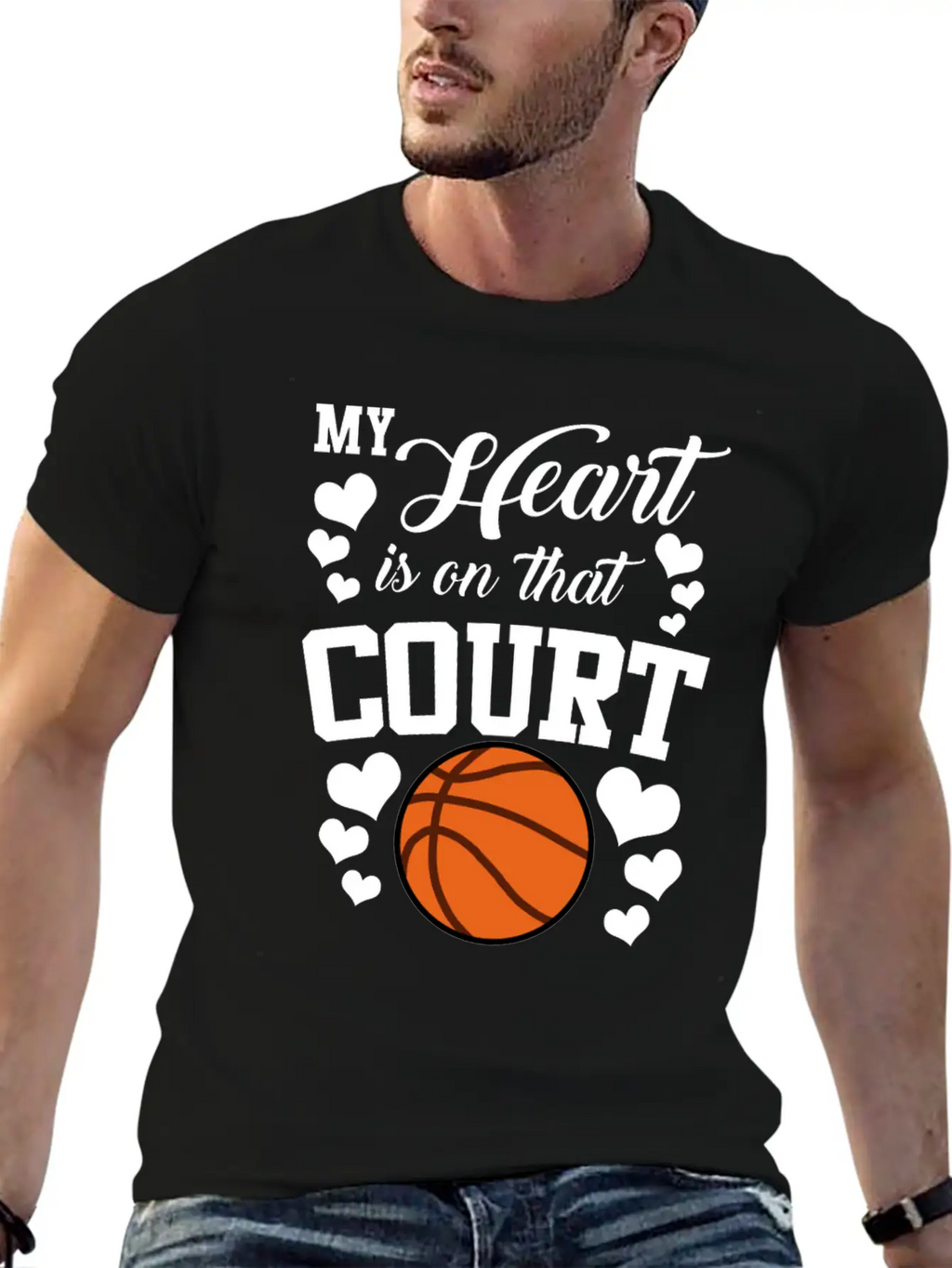 My Heart Is On That Court Basketball Breathable Soft Cotton T-Shirt – Timeless Casual Look